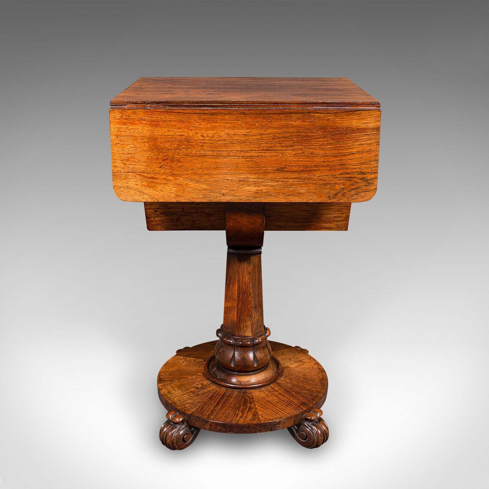 Antique Ladies Work Table, English, Drop Leaf, Sewing, Games, William IV, C.1835 photo vinterior