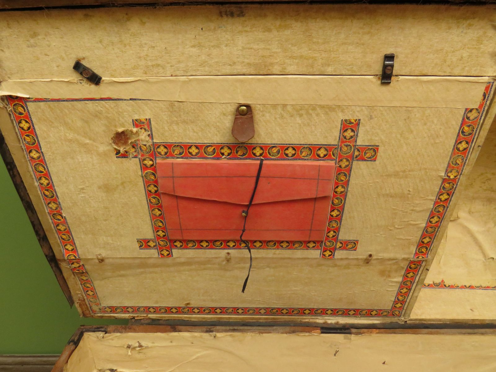 photo for sale Large Antique Dome Top Travelling Trunk With Old Canadian Luggage Labels