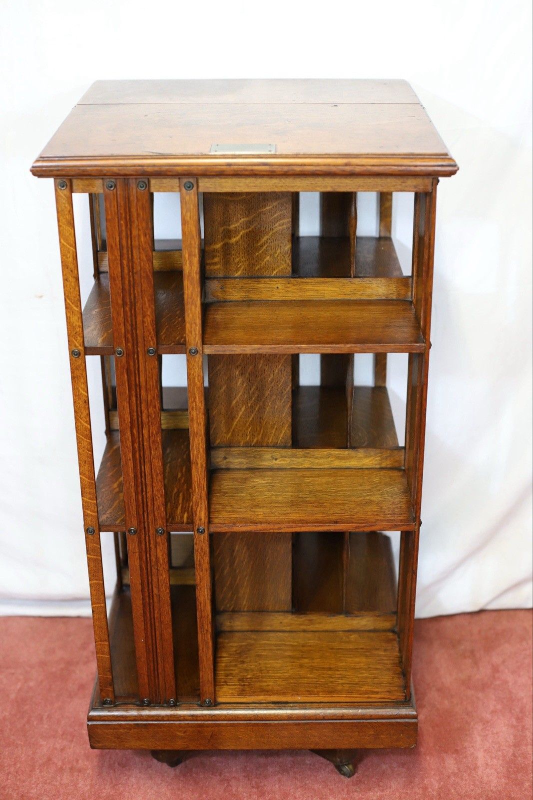 Beautiful Victorian Oak Revolving Bookcase. photo furniture