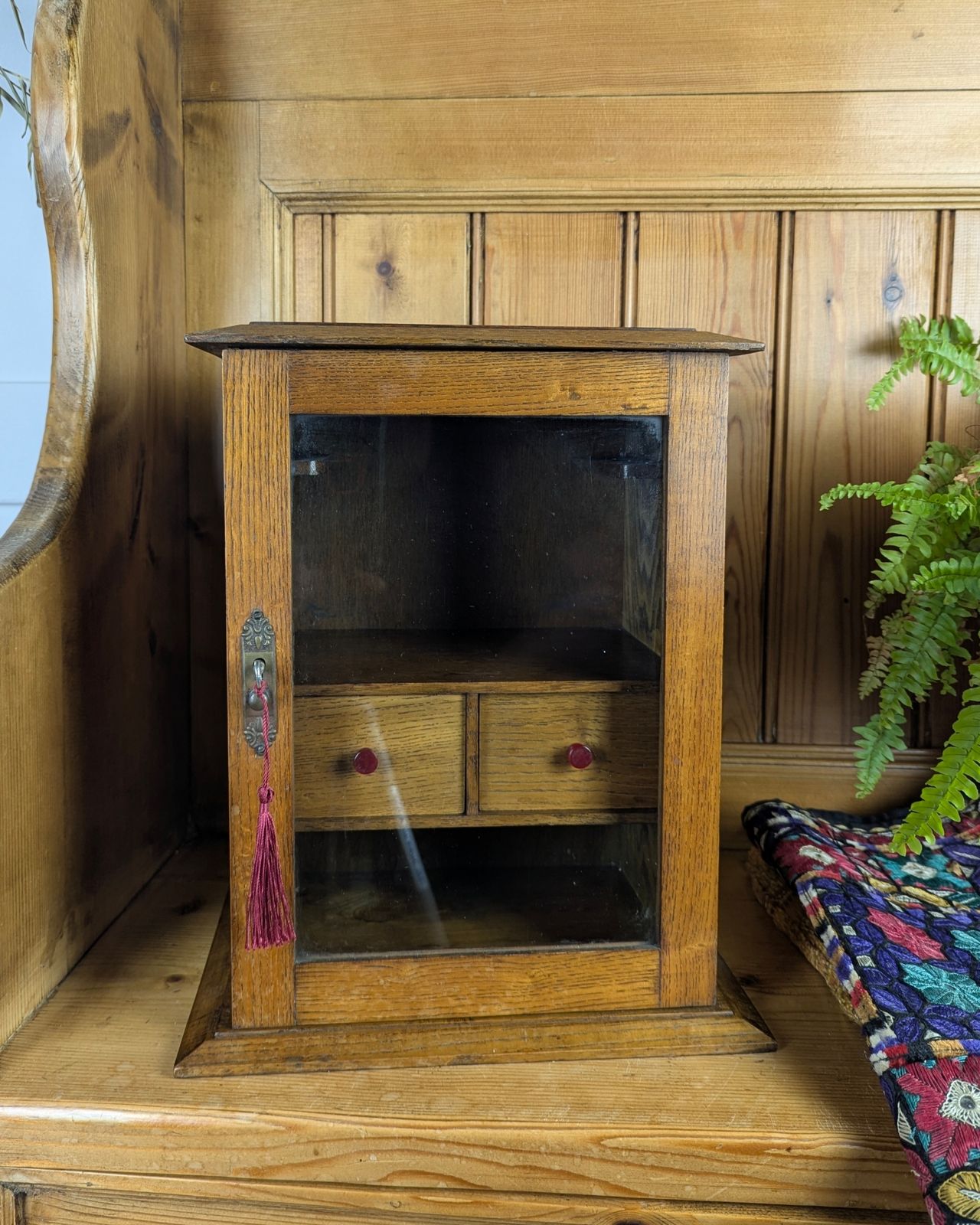 Honey Oak Early 20th Century Tobacco / Pipe Cabinet