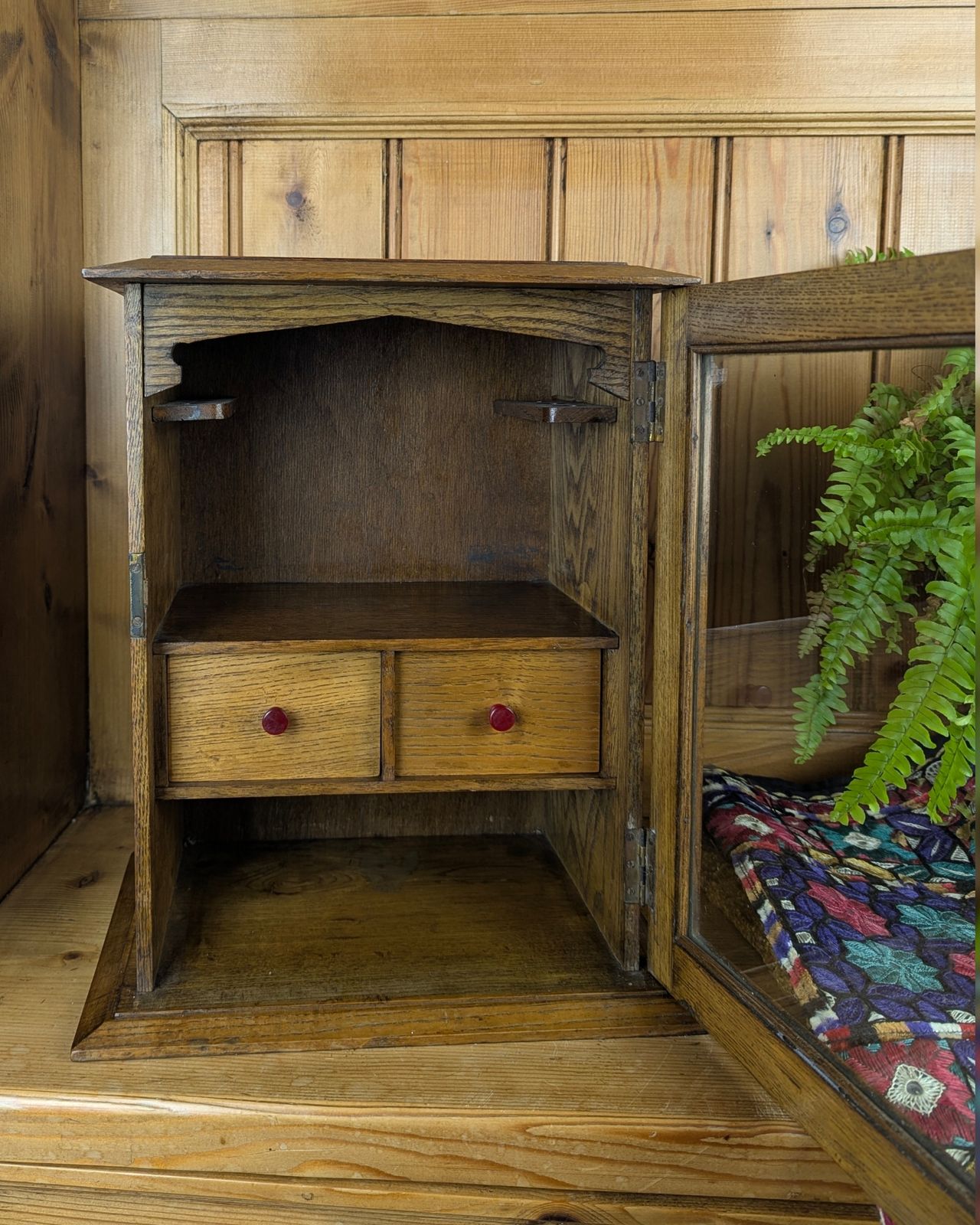 Honey Oak Early 20th Century Tobacco / Pipe Cabinet photo furniture