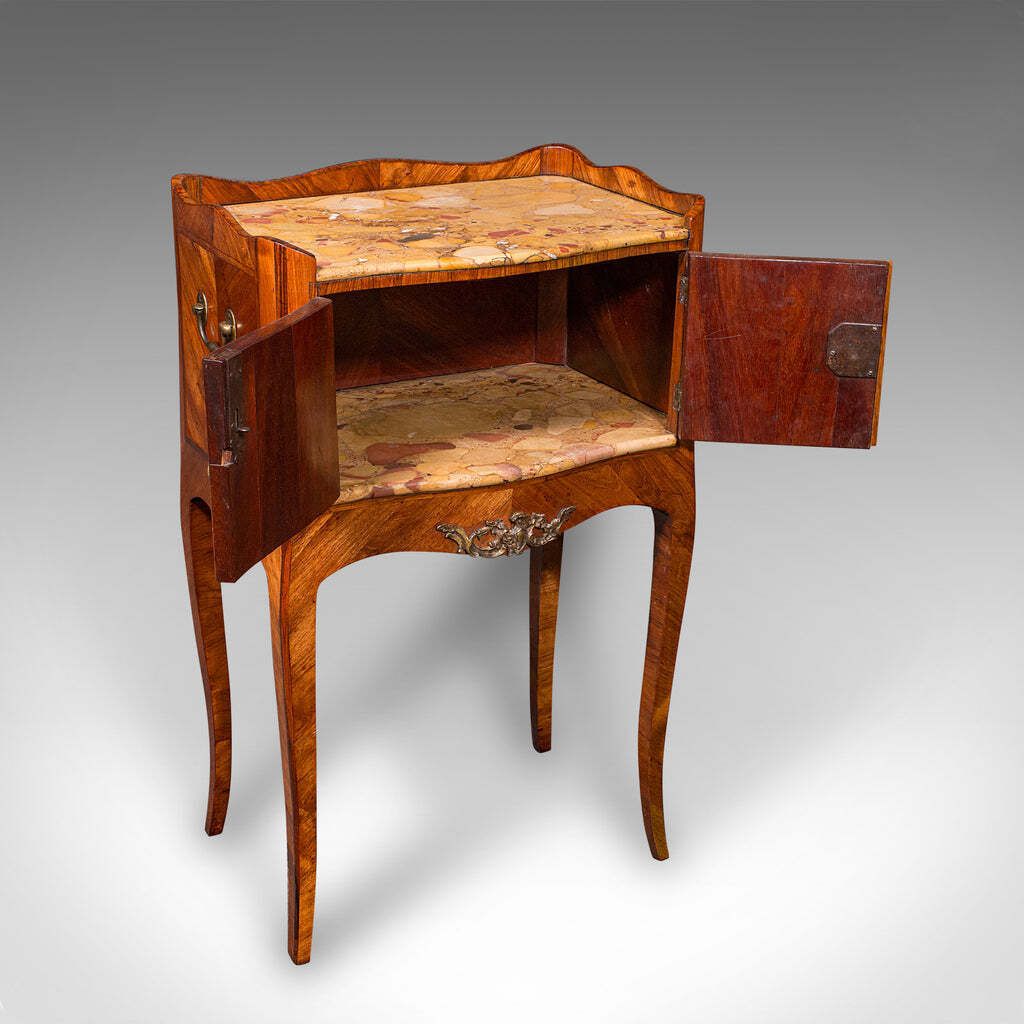 Antique Side Table, Italian, Kingwood, Marble, Bedside Nightstand, Victorian photo furniture
