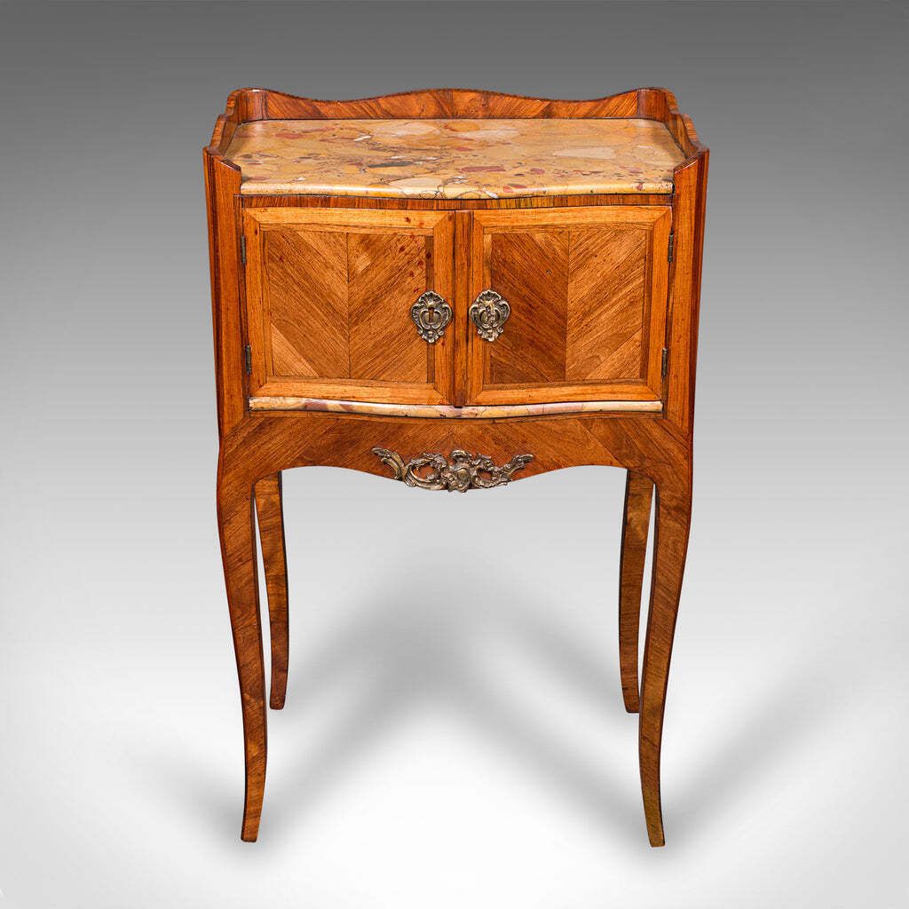 Antique Side Table, Italian, Kingwood, Marble, Bedside Nightstand, Victorian photo Furniture