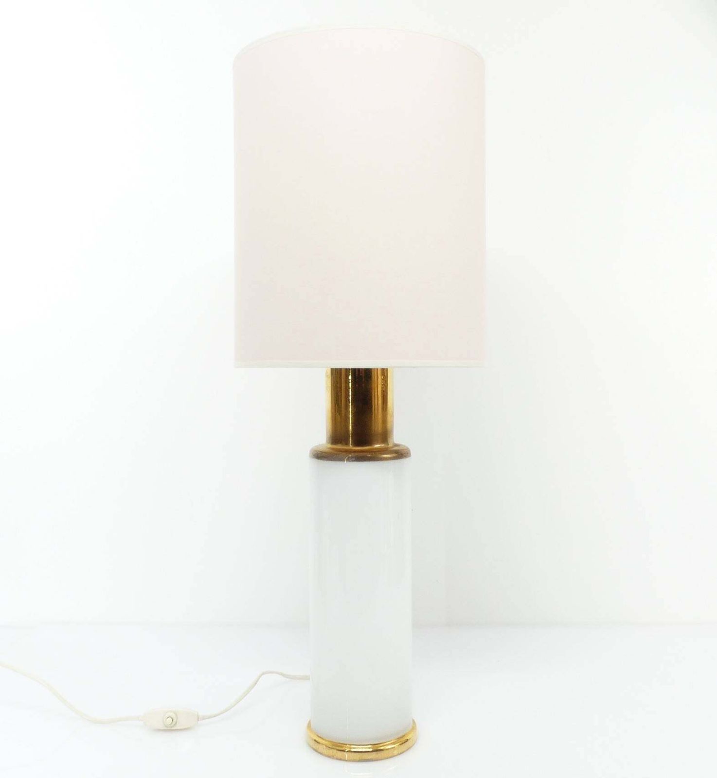 White Opaline Glass Lamp Base, Uno & östen Kristiansson For Luxus Sweden 1970 photo furniture