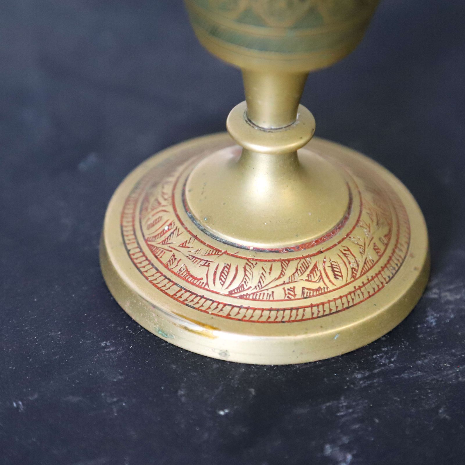 Pair Of Mid 20th Century Hand Engraved Brass Vases   Decorative Indian Metalwork photo vinterior