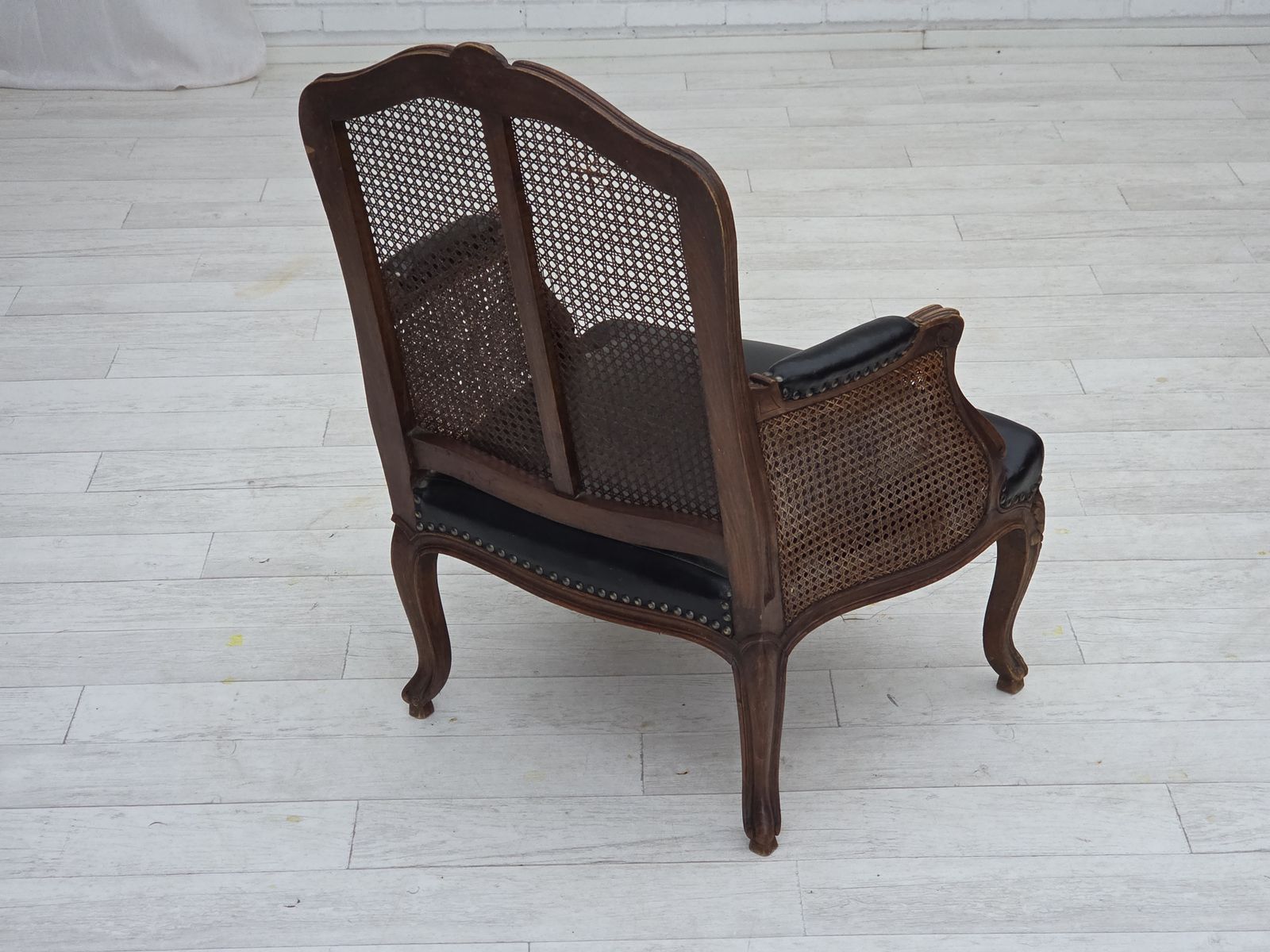 1930s, Danish Armchair, Furniture Leather, Ash Wood, Furniture Mesh, Reupholstered. photo buy