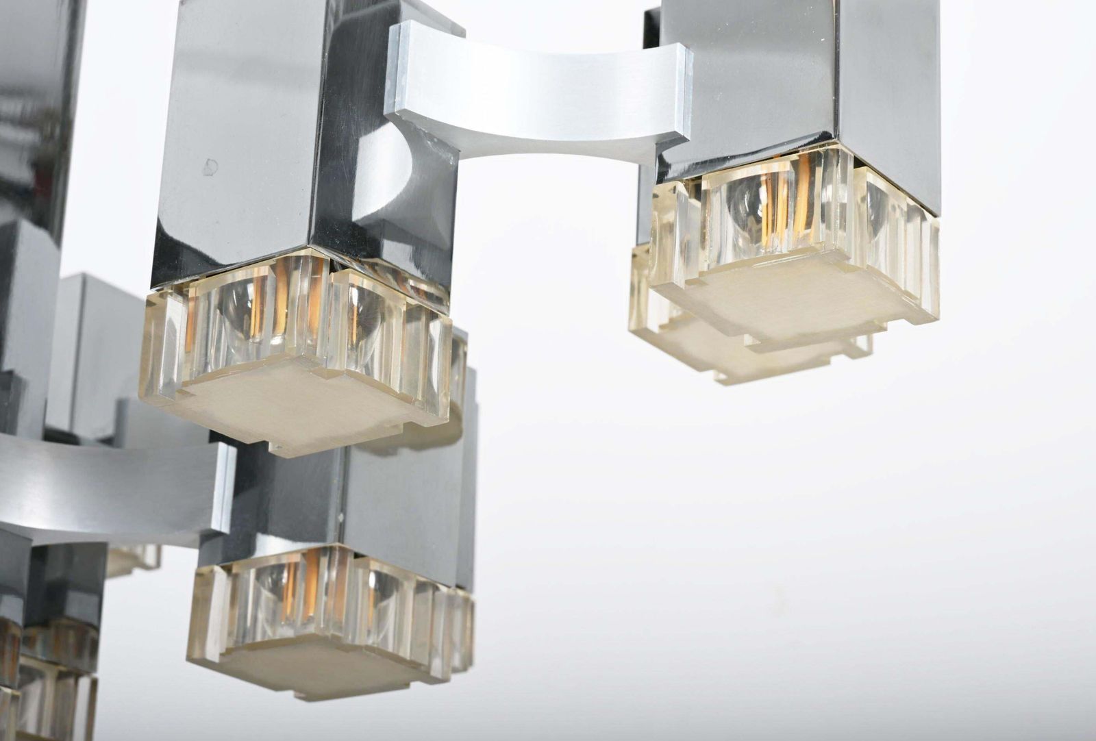 Large Gaetano Sciolari "Cubic" Chandelier Flush Mounth photo buy