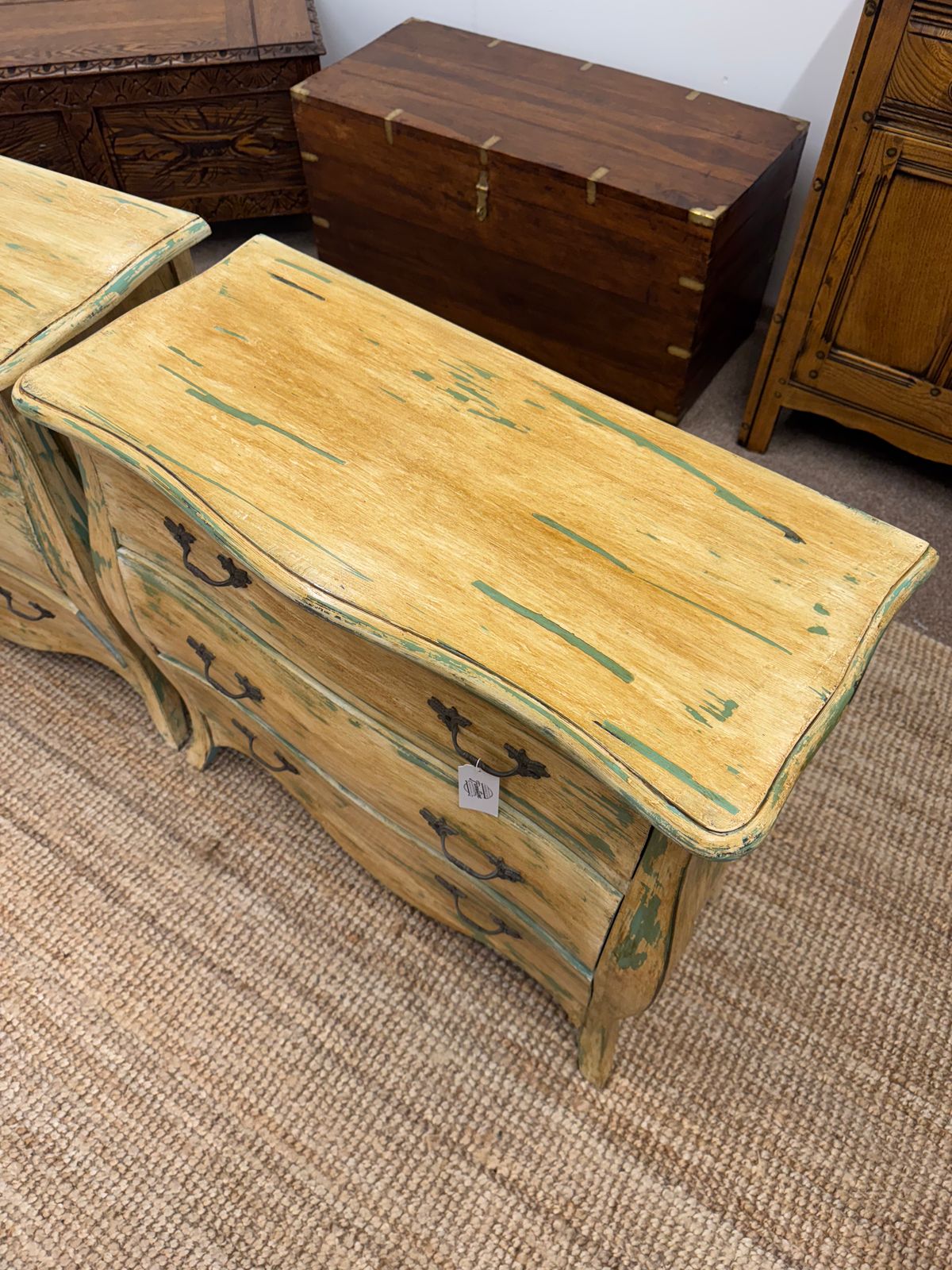 photo for sale Pair Of Hand Painted Bombe Chest Of Drawers