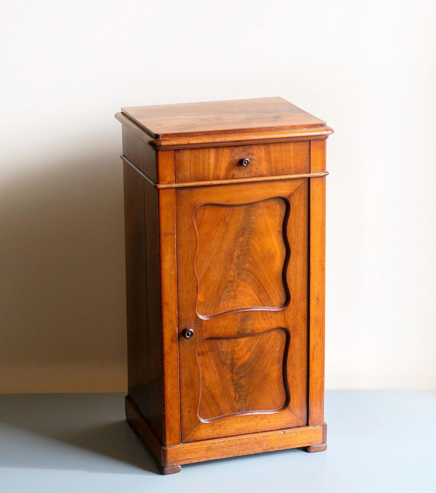 Antique Walnut Side Cabinet, 19th Century Wooden Chest With Drawer, Classic Victorian Bedside Table photo buy