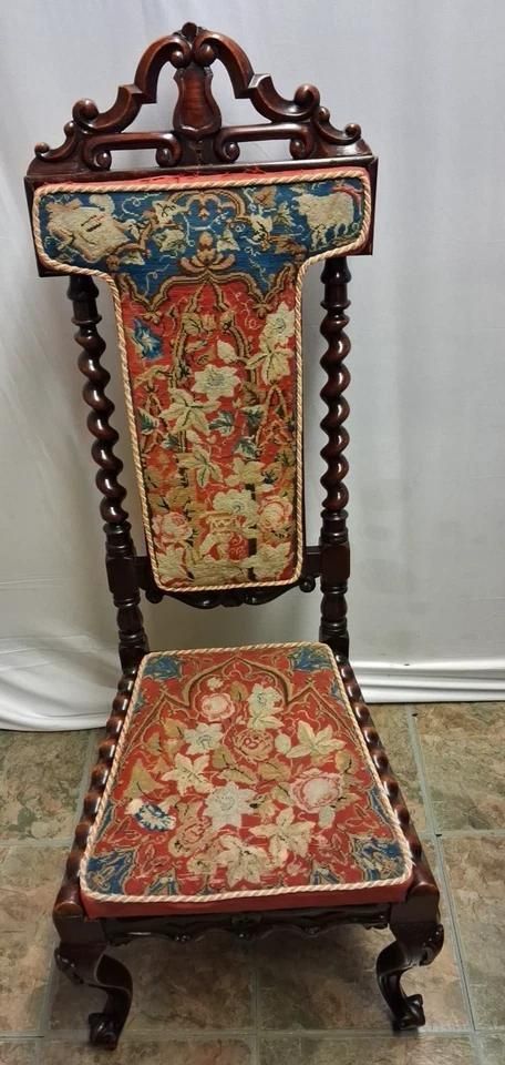 Antique Rosewood Prie Dieu Chair Prayer Seat photo vintage