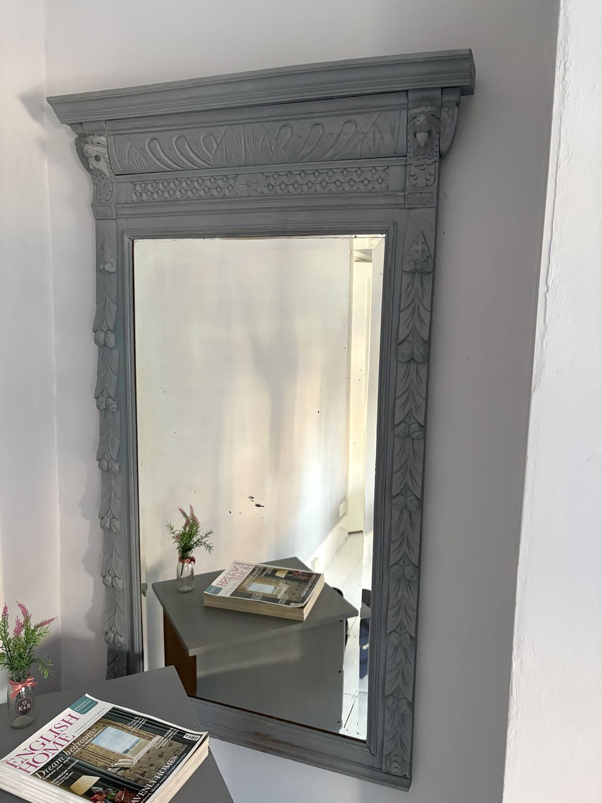 Large Antique European Belgian French Wall Mirror
