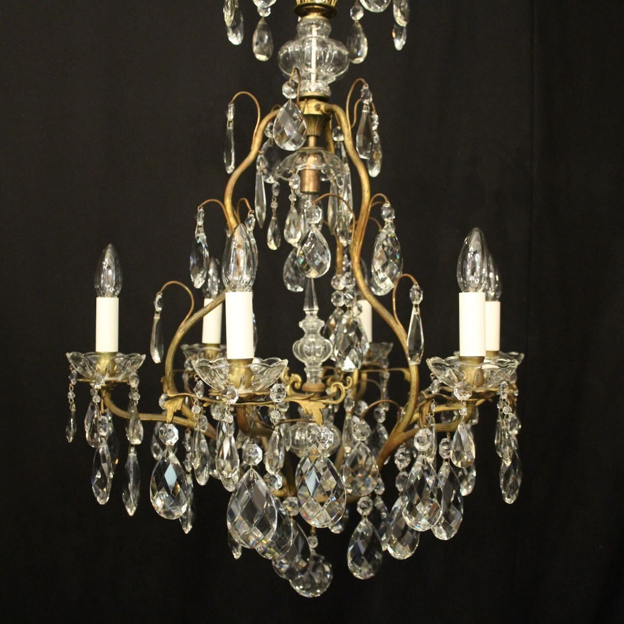 French Gilded 7 Light Antique Crystal Chandelier photo furniture