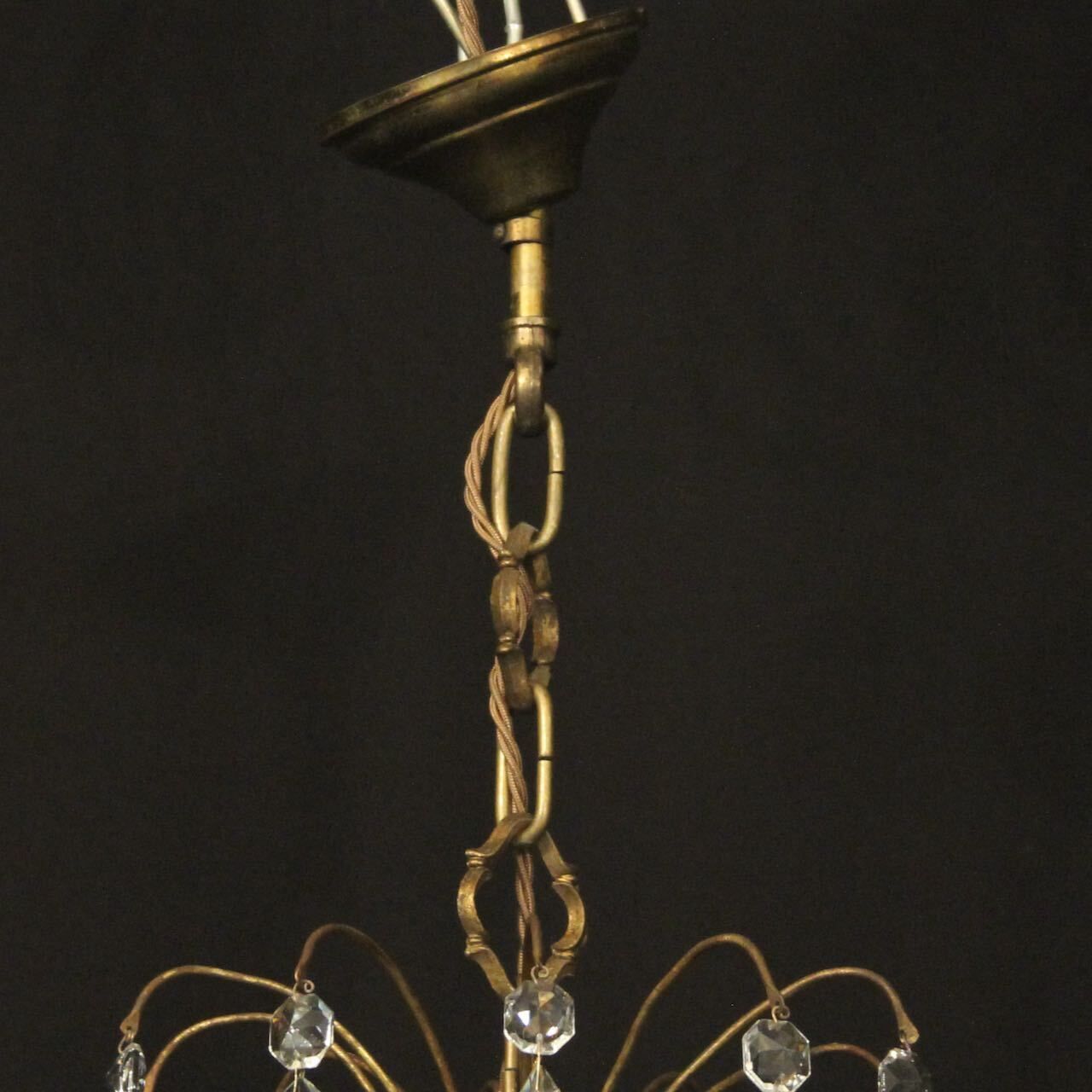 photo for sale French Gilded 7 Light Antique Crystal Chandelier