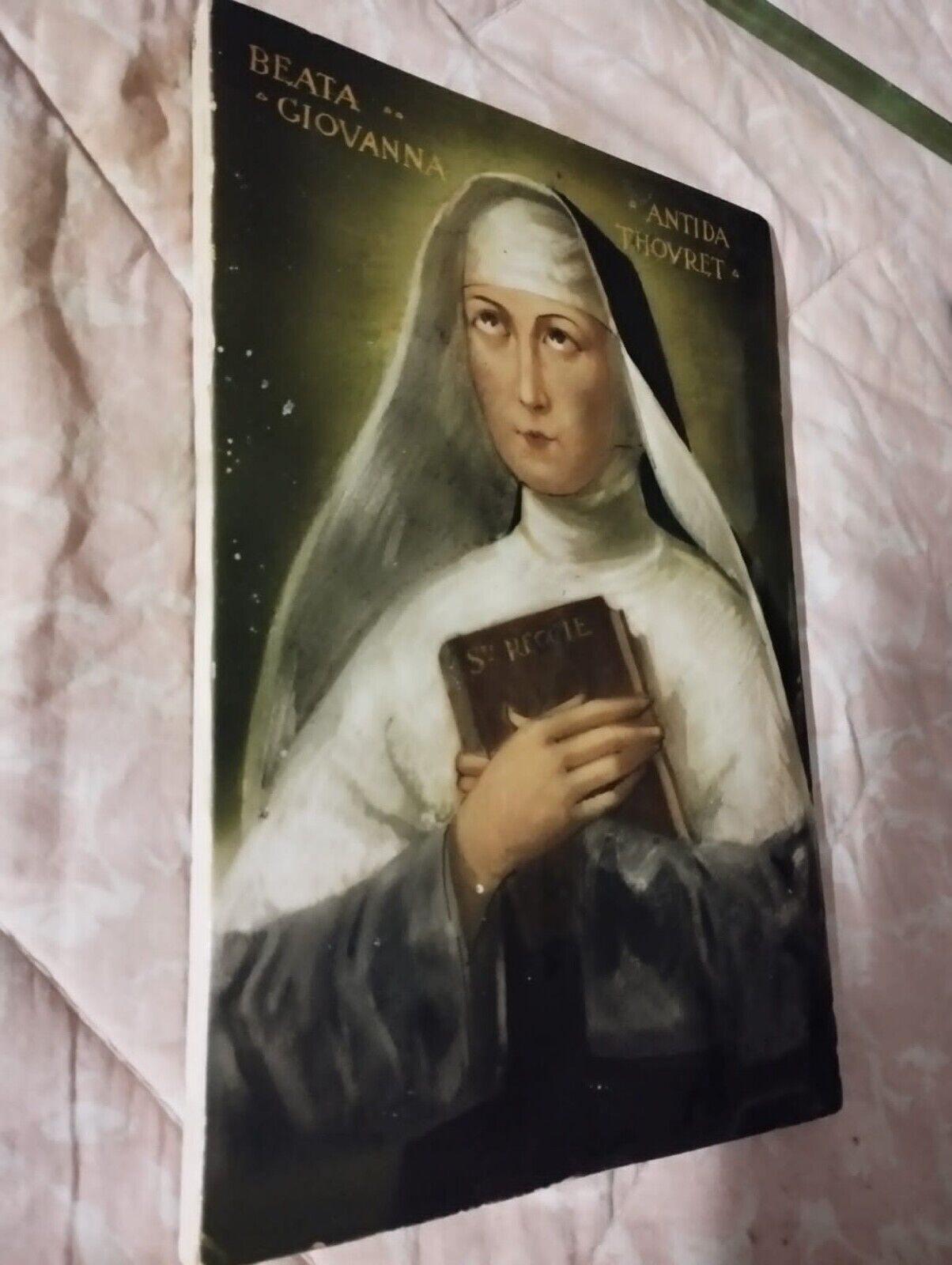 photo for sale Painted Majolica Plaque Saint Giovanna Antida Thouret 19th Century