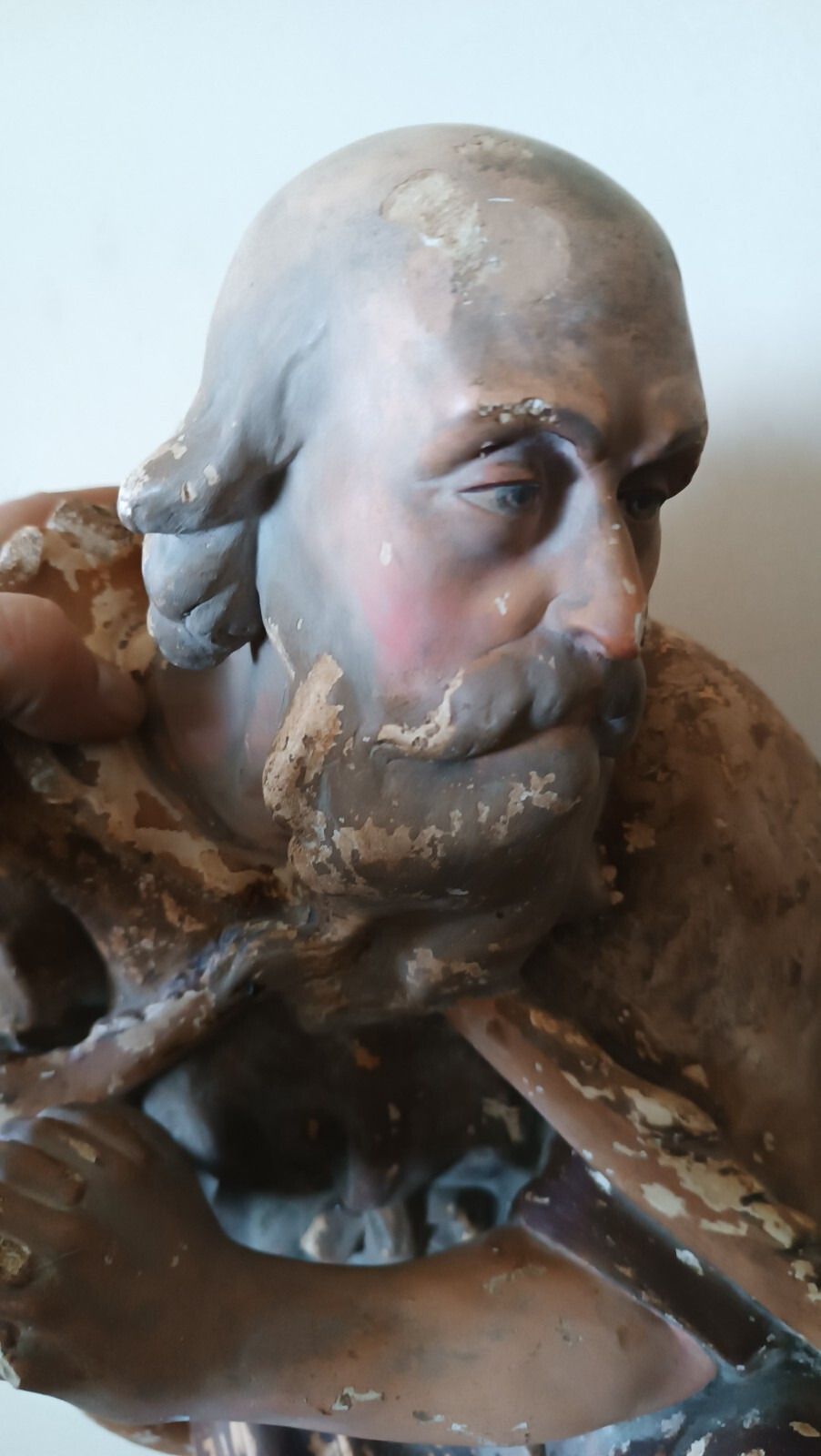 Art Large Plaster Sculpture, Nativity Shepherd From The Late 18th Century Lucca photo