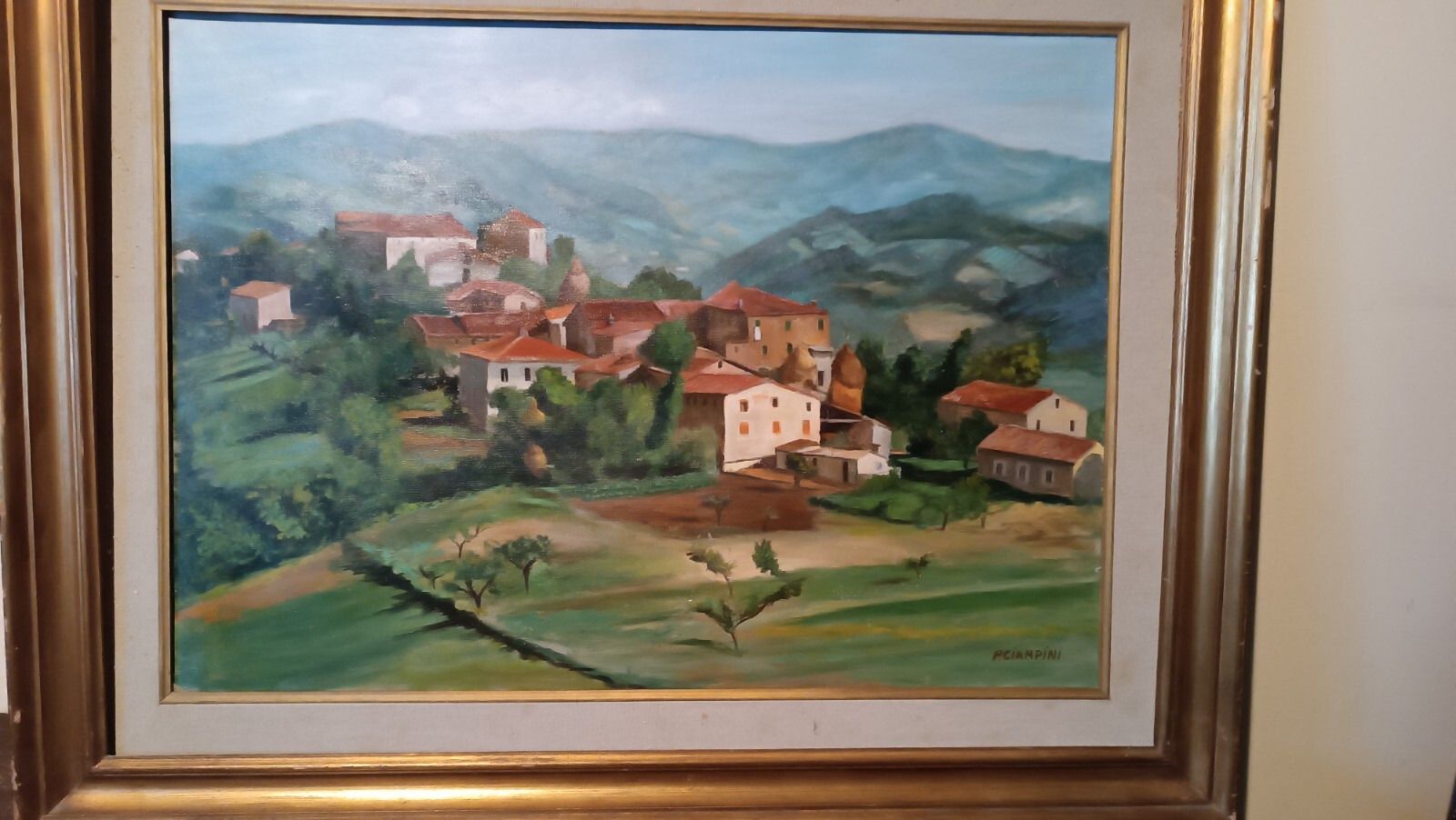 Oil Painting On Canvas Tuscan Landscape Signed P.Ciampini photo for sale