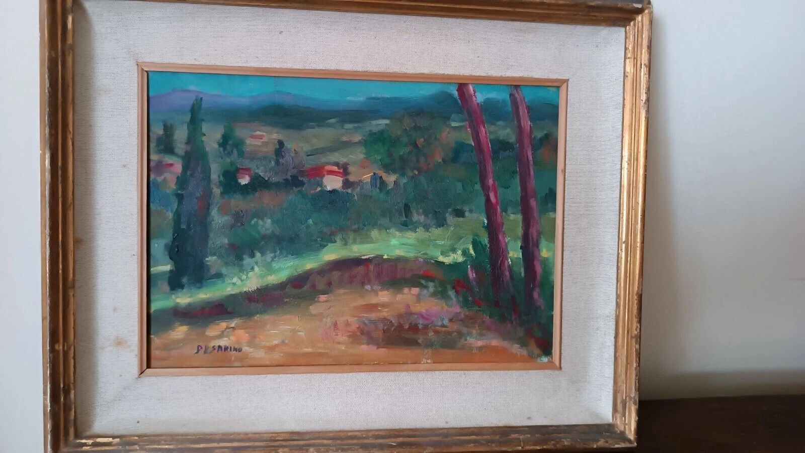 Painting Nature Still Papalia Sarino (1898/1958 Oil On Board Paesaggio photo for sale