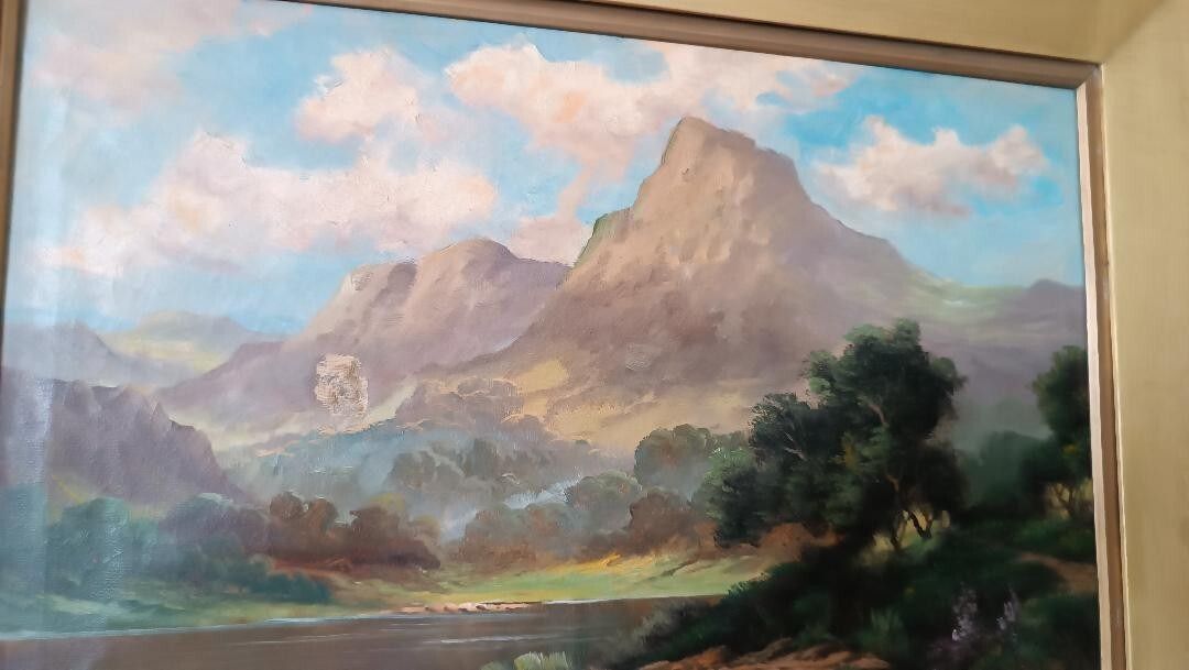 Antique Oil Painting On Canvas Landscape Scotland Jack Ducker photo vintage