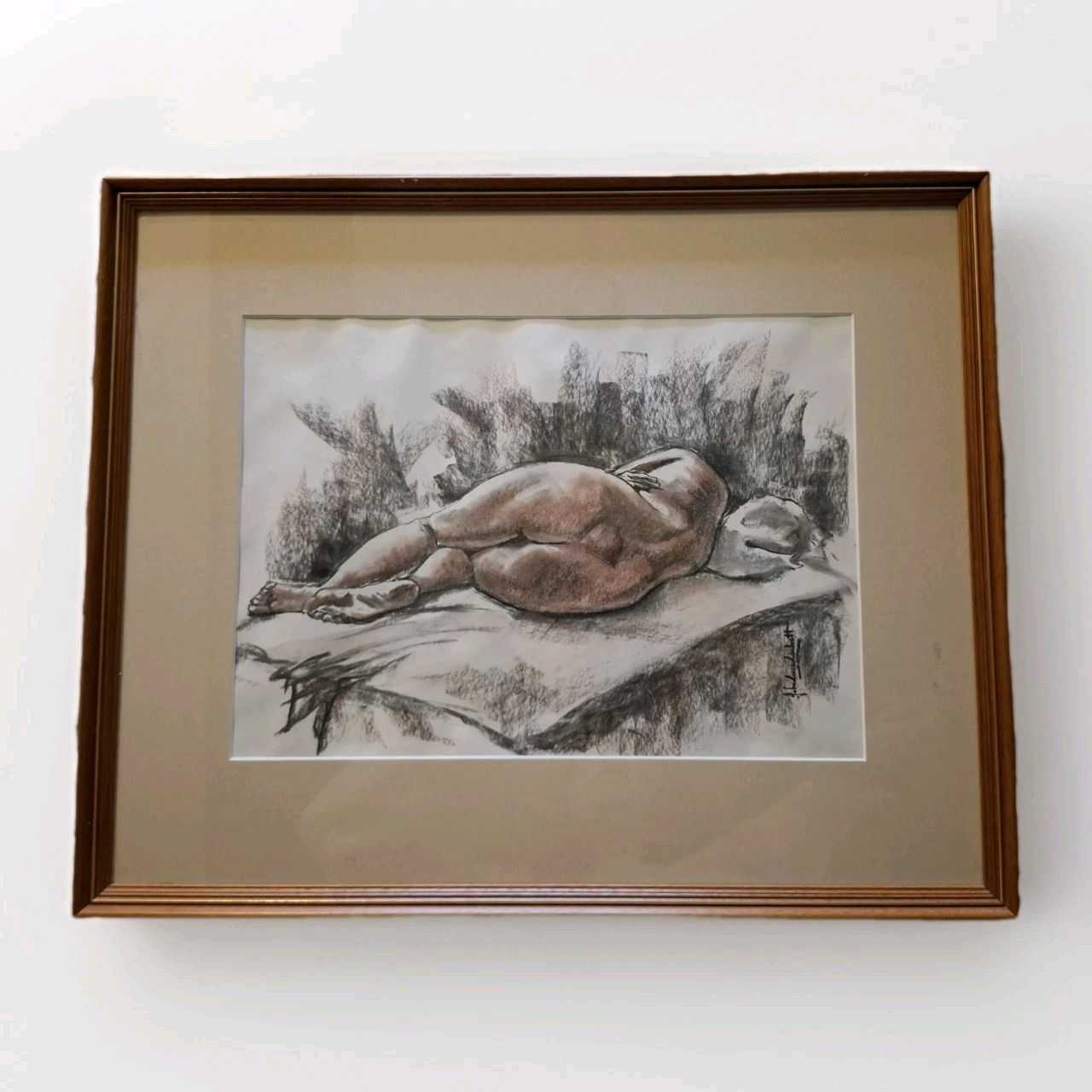 Contemporary John Luce Lockett Charcoal & Chalk Picture Pillow Talk Nude