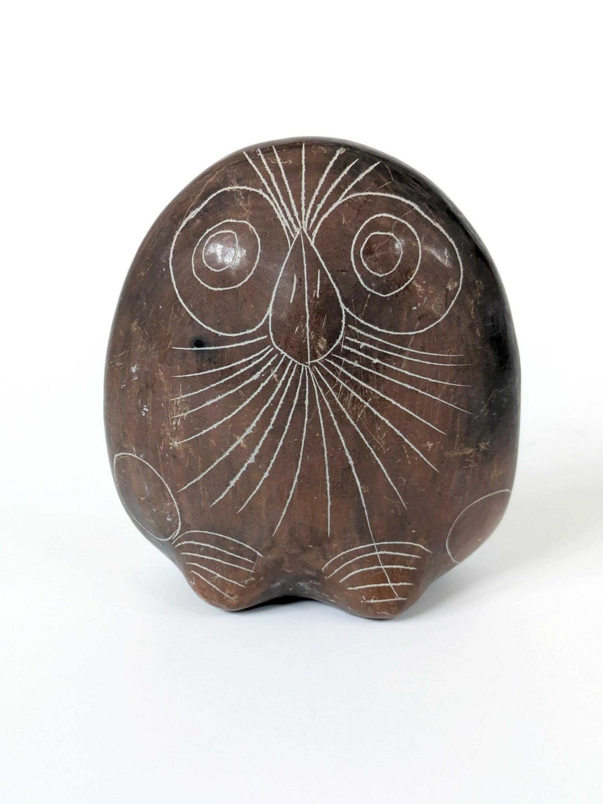 Vintage Mexicaanse Barro Negro Uil, Oaxaca Zwart Aardewerk, Handgesneden Sgraffito Volkskunst, Jaren 1970 photo Woonaccessoires