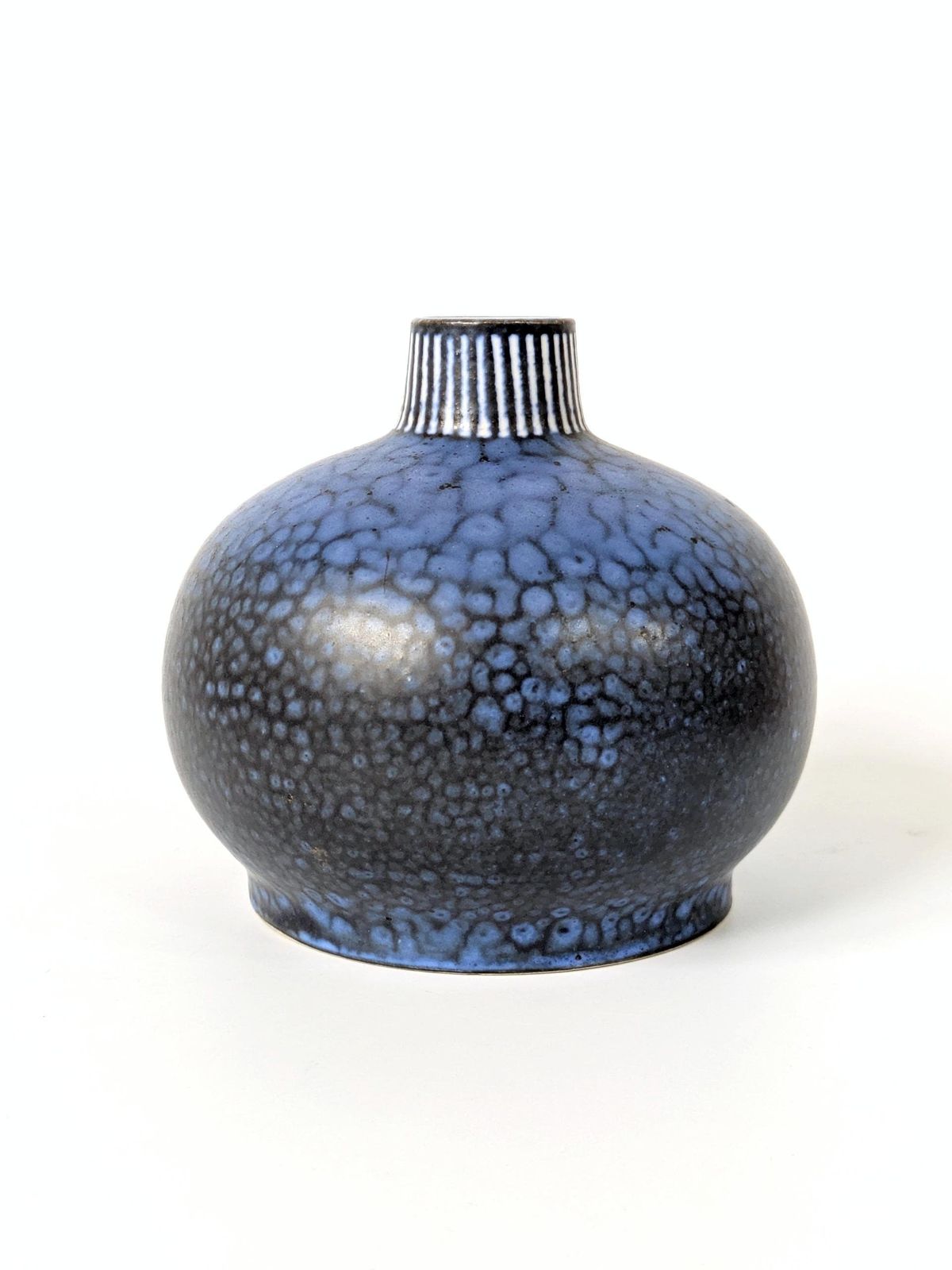 Vintage Thoms Keramik Vase, German Midcentury Pottery, Blue Splatter Glaze, Modernist Studio Art Ceramic, 1960s–1970s photo buy
