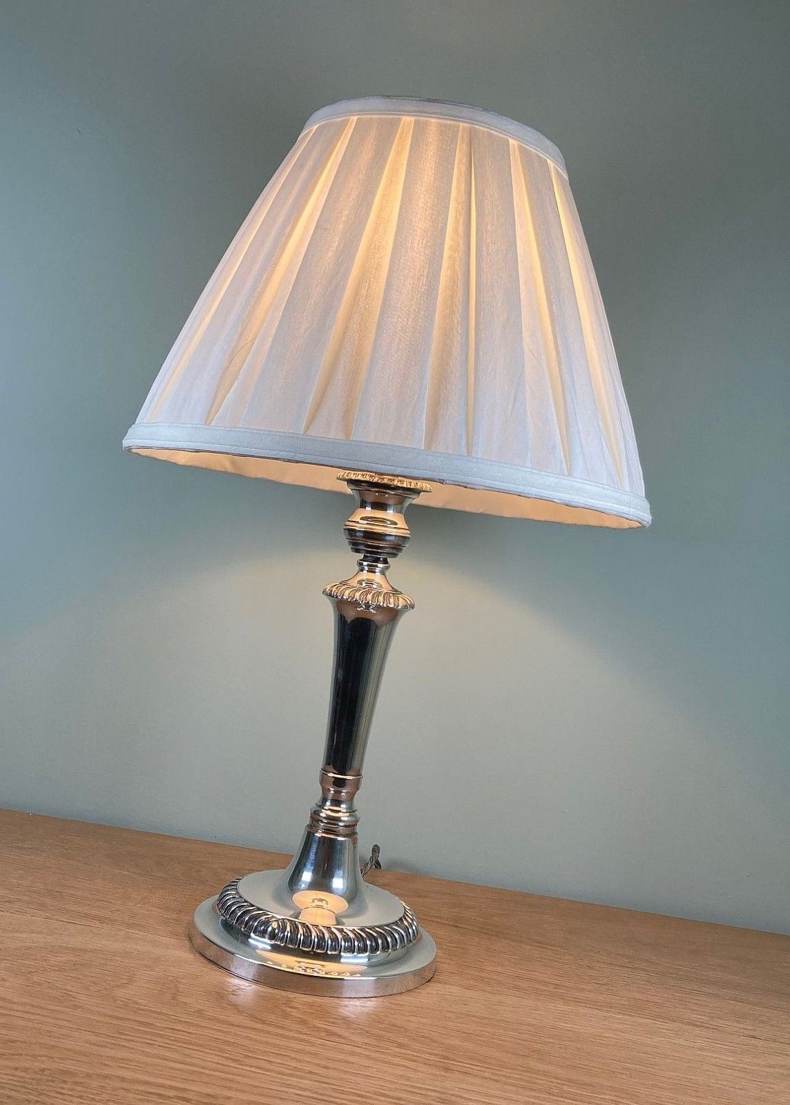 Antique Georgian Style Silver Plated Table Lamp Early 20th Century Rewired photo furniture