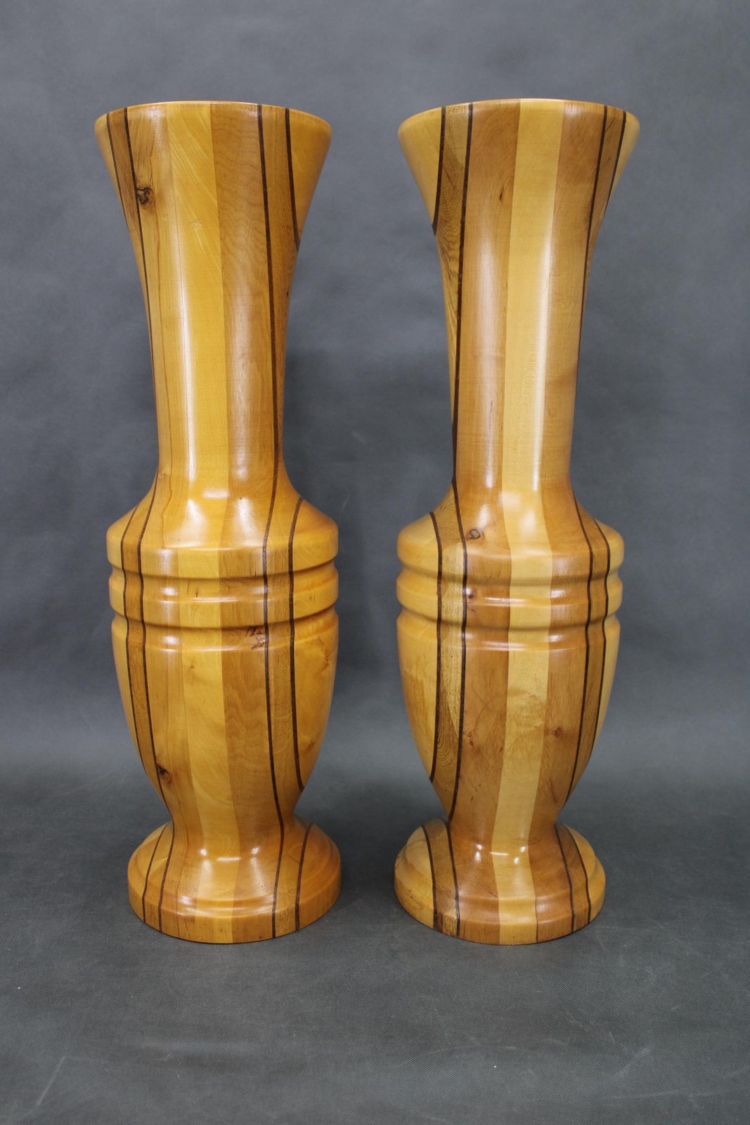 Pair Of Large Czechoslovakian Wooden Vases, Mixed Woods, 1960s photo 780.0