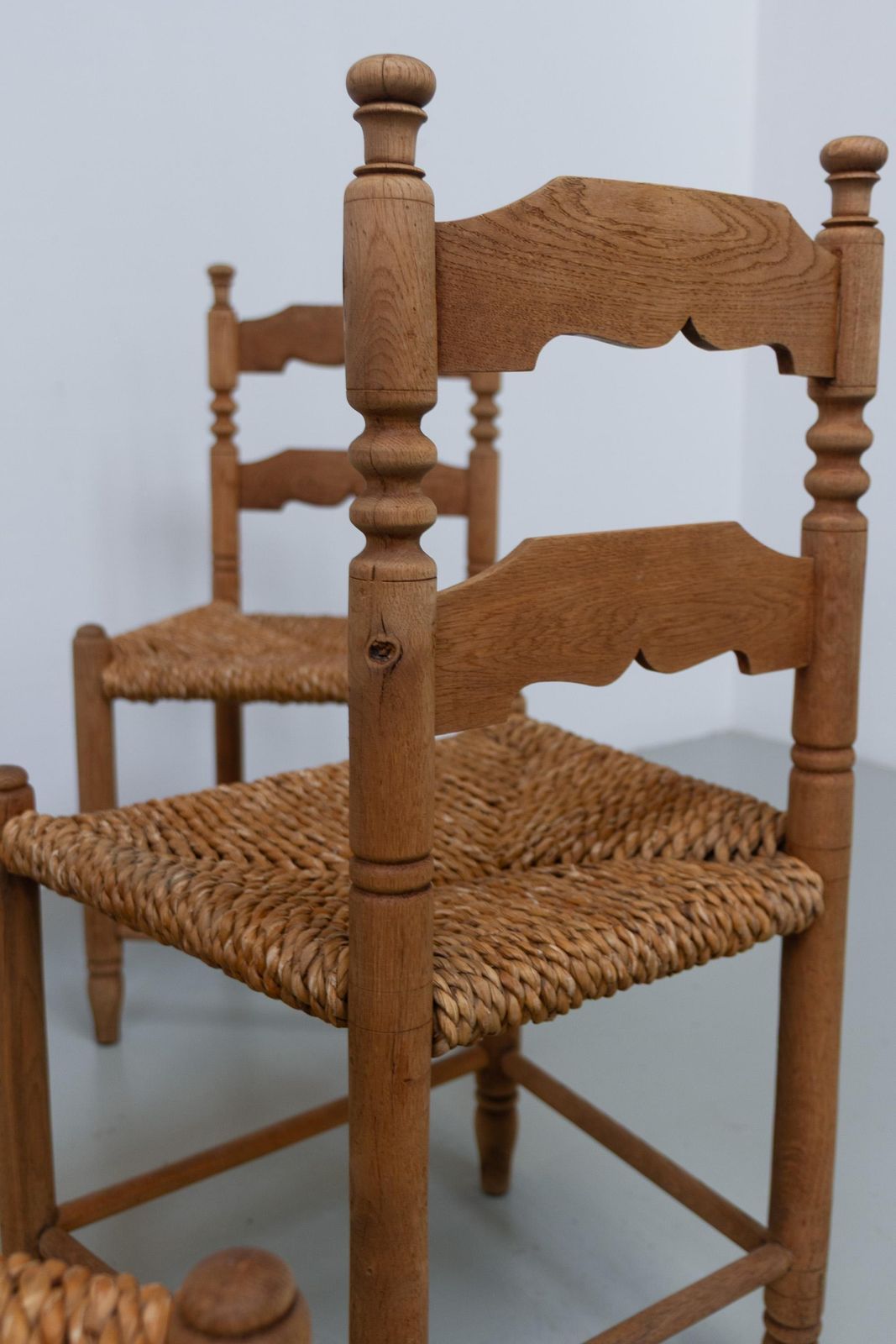 photo buy Danish Oak And Seagrass Chairs By Hans Dau, Set Of 6. 1940s.