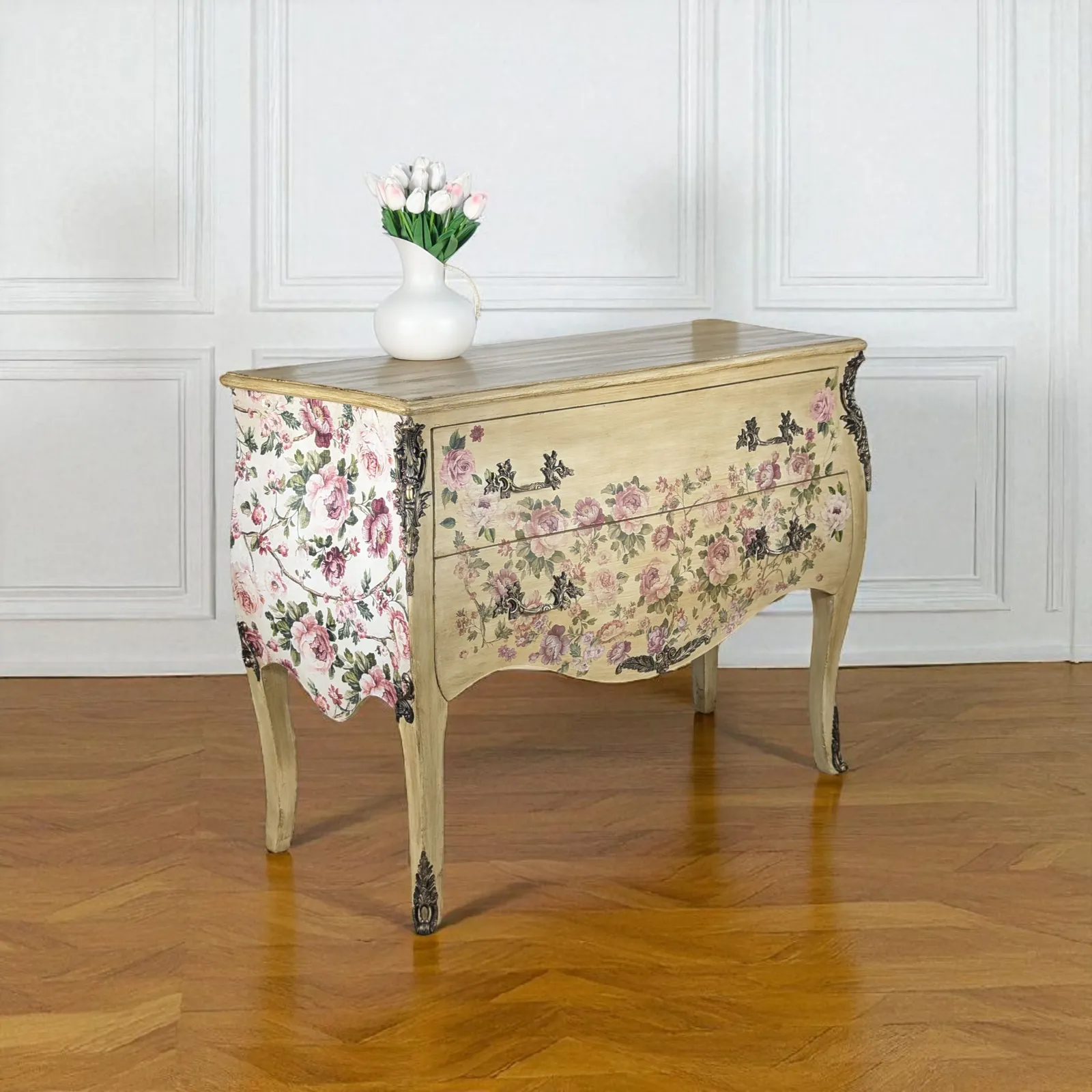 Vintage French Carved  Large Bombay Chest Of Drawers