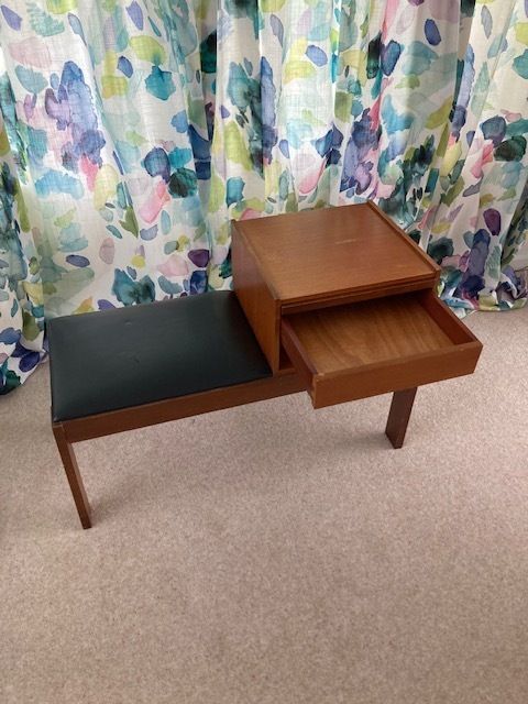 Vintage 60's/70's Chippy Telephone Table With Seat
