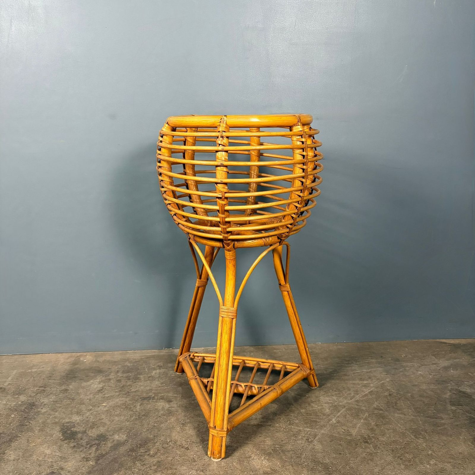 Tall Bamboo Cane Jardinière Planter Mid Century Retro Mcm photo for sale
