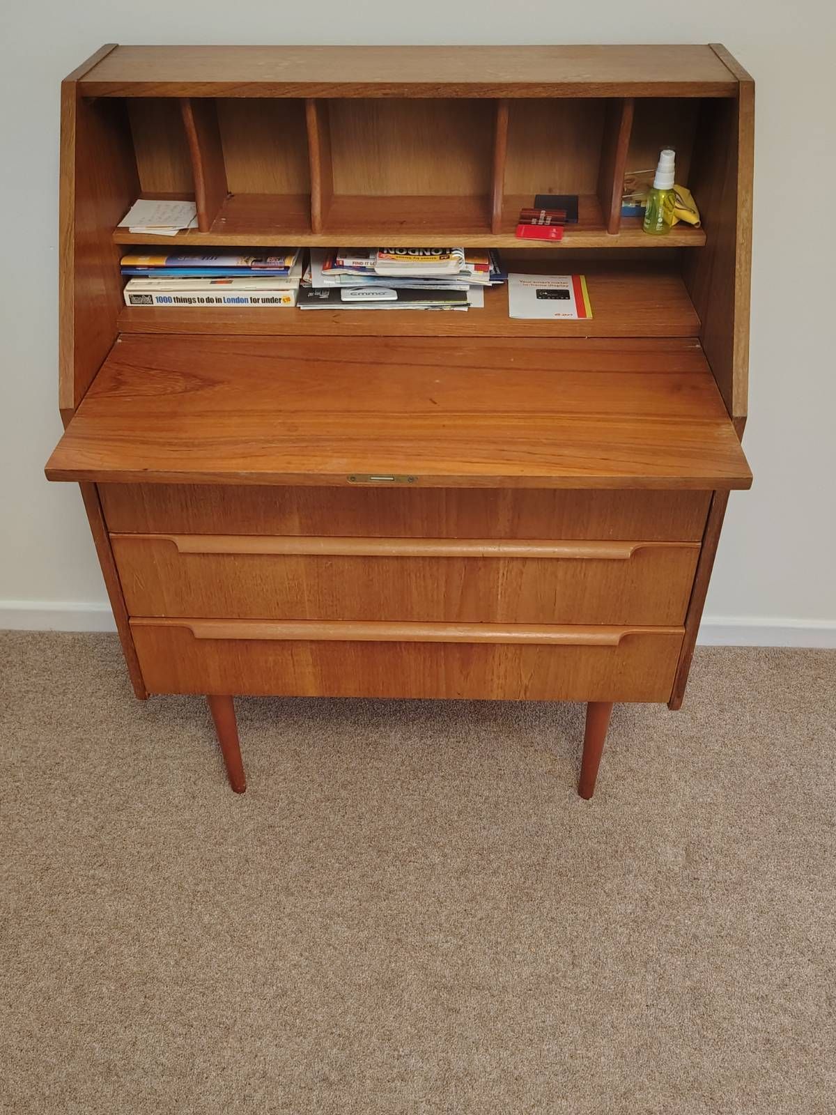 Mid Century Danish Teak Secretary Bureau Desk