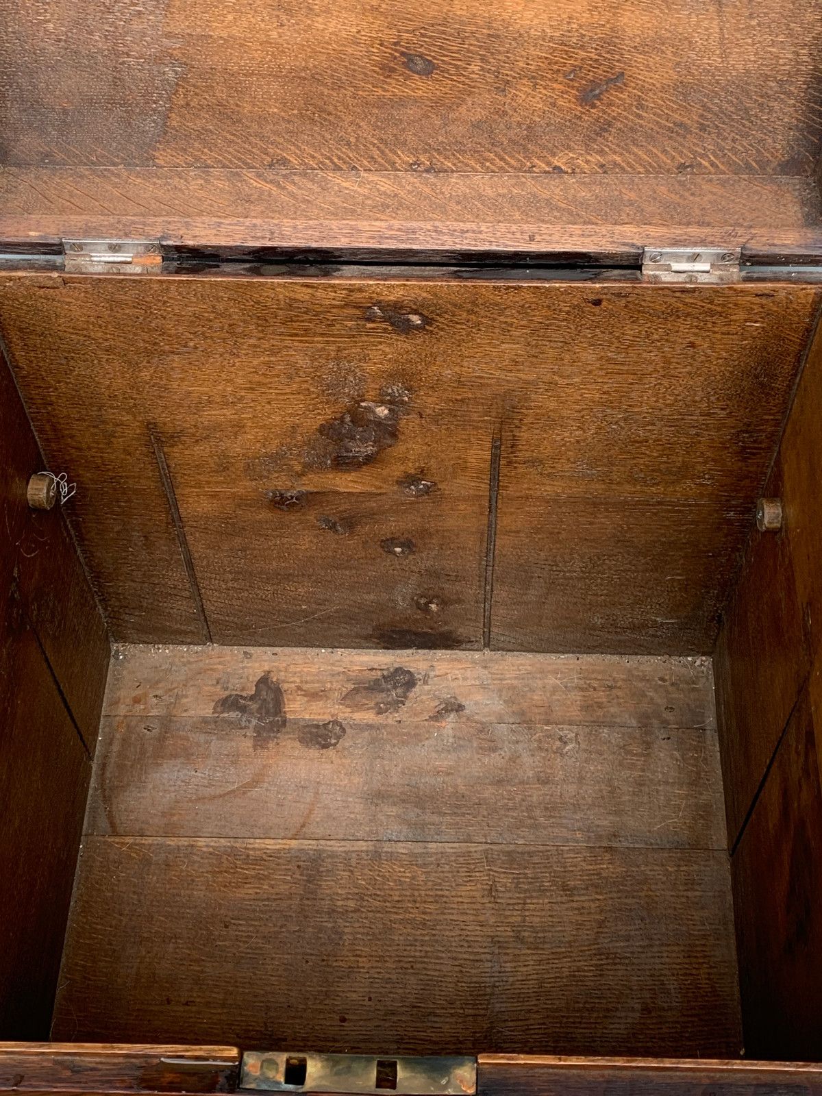 Antique Oak, Bound Iron Storage Trunk, Silver Chest, Campaign Chest, C 1800's. photo Furniture