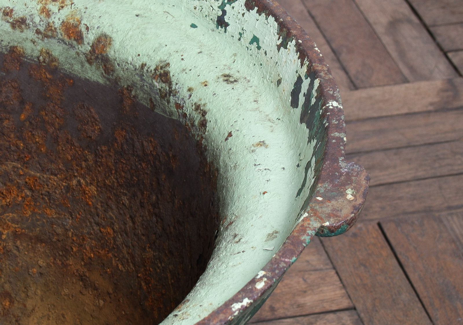 Large Copper Green Painted Cast Iron Cauldron Garden Planter Pot photo furniture