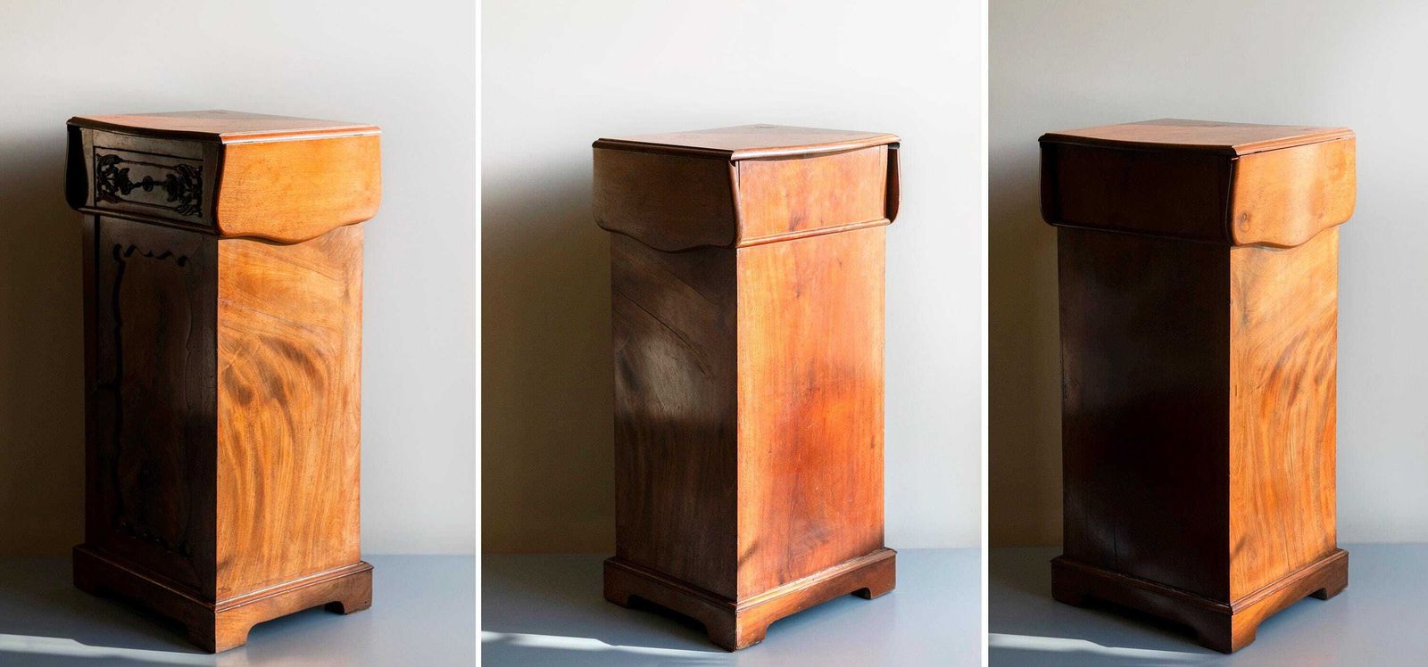 864.0 Antique Walnut Cabinet With Fold Out Top, 19th Century Carved Side Chest With Drawer, Classic Victorian Bedside Table photo
