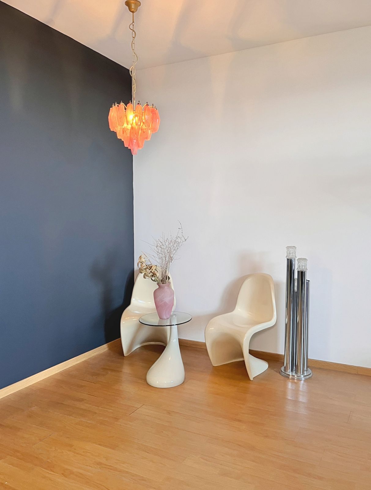 Elegant Murano Alabaster Pink Poliedri Chandelier   Carlo Scarpa Design photo vinterior