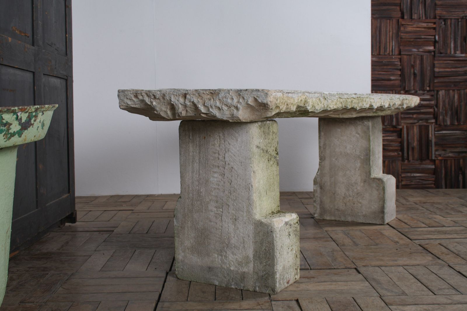 Reclaimed Carved Stone And Portland Limestone Garden Bench Seat photo 3850.0