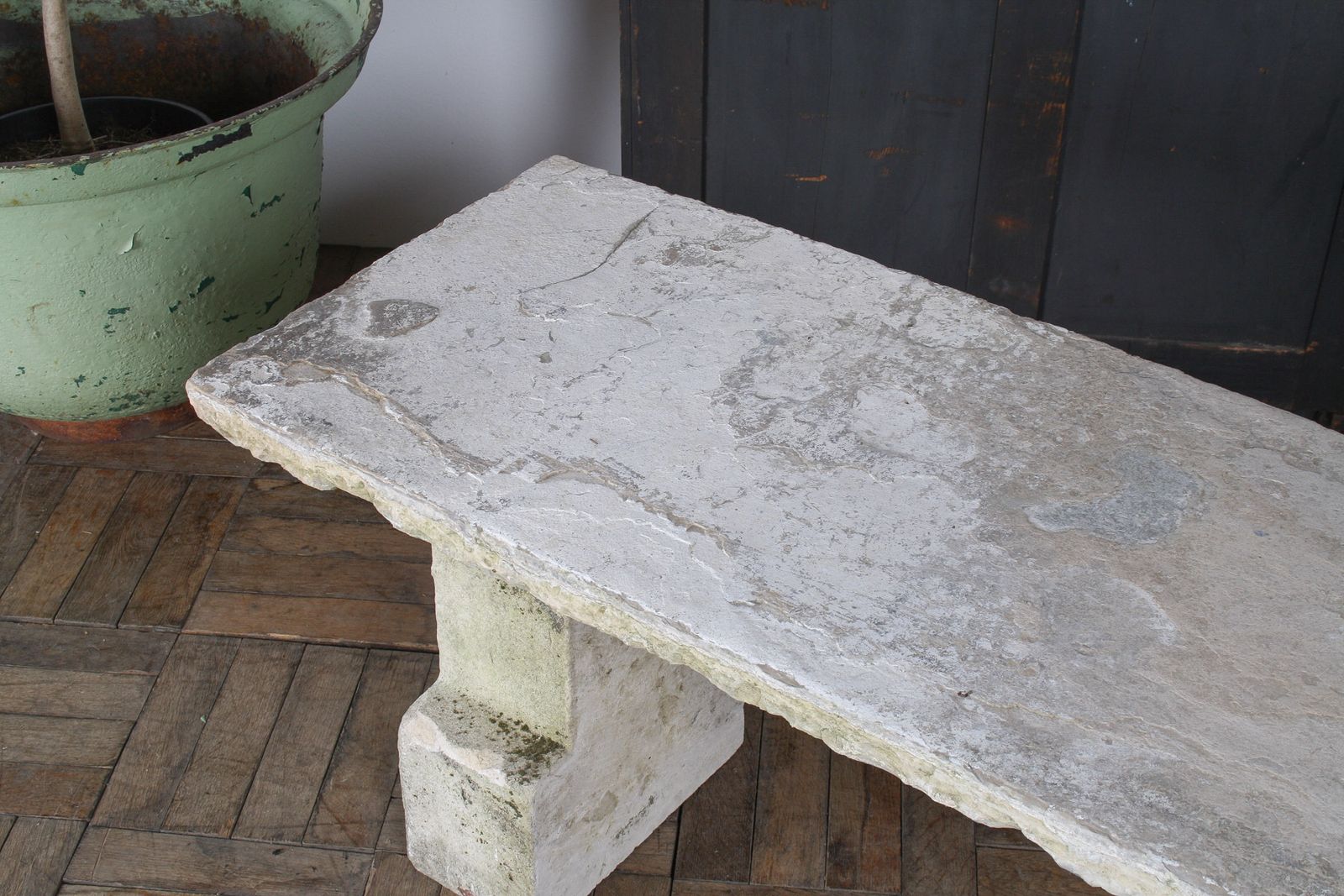 photo for sale Reclaimed Carved Stone And Portland Limestone Garden Bench Seat