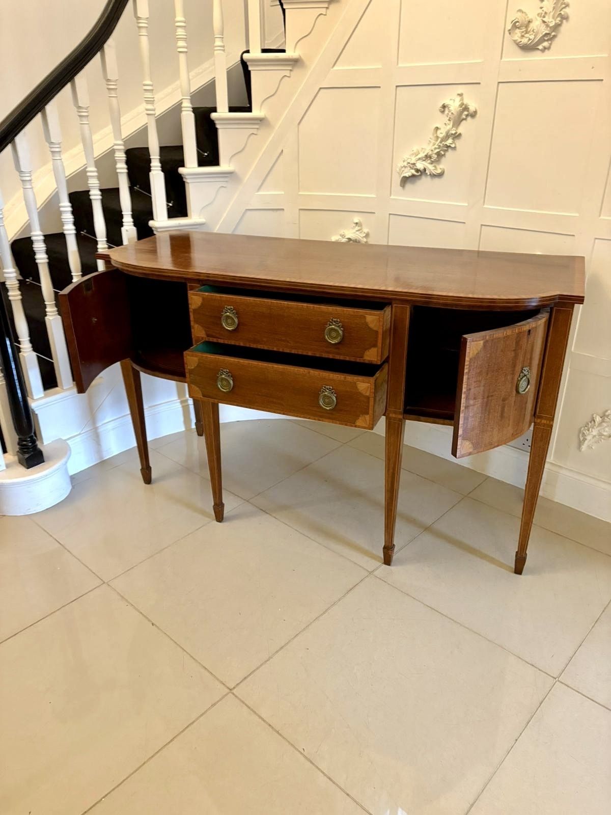 Furniture Antique Quality Mahogany And Satinwood Crossbanded Sideboard photo