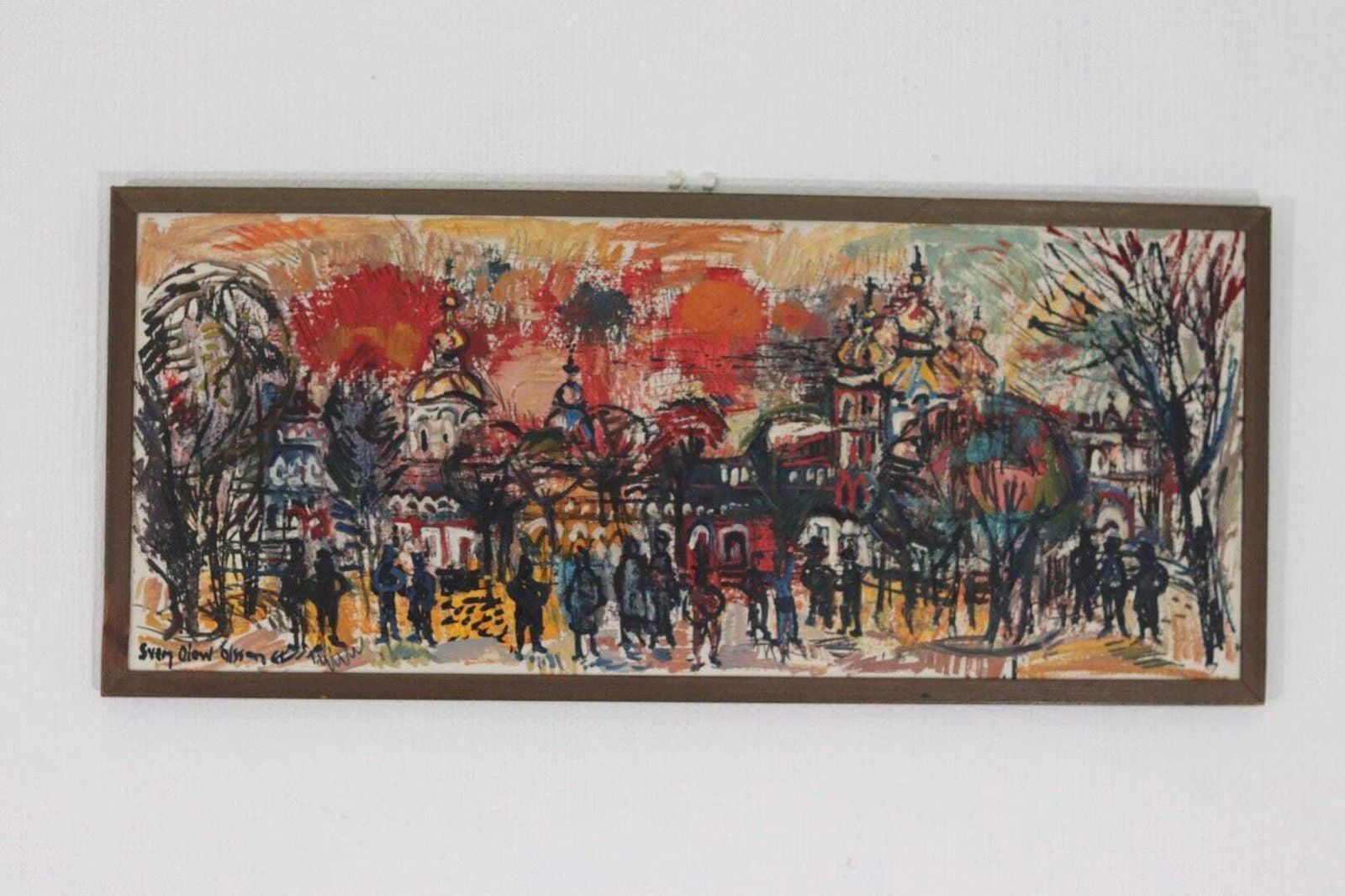 Original Swedish Oil On Panel – “Från Leningrad” By Sven Olsson – Vintage & Framed  67 × 29 Cm (26.4" × 11.4")