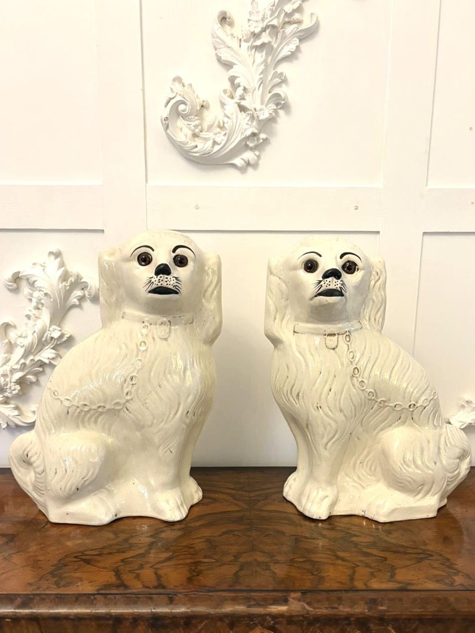Large Pair Of Antique 19th Century Quality Staffordshire Dogs