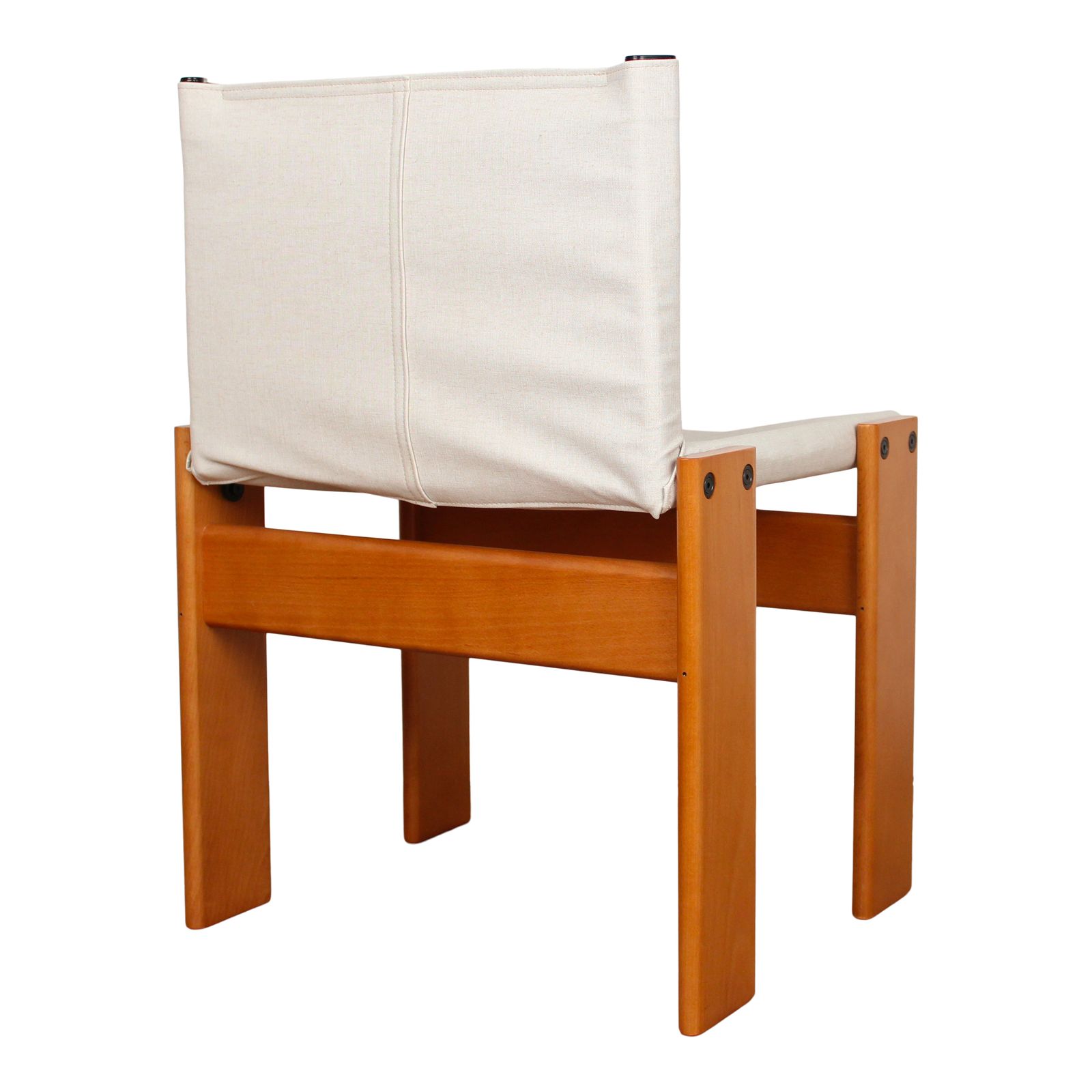 photo buy Afra & Tobia Scarpa Off White Canvas Monk Dining Chair For Molteni, Set Of 8