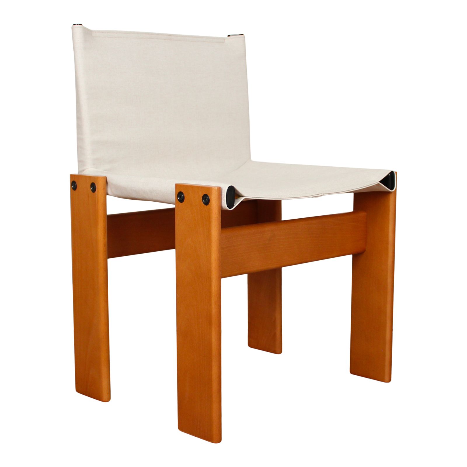 photo for sale Afra & Tobia Scarpa Off White Canvas Monk Dining Chair For Molteni, Set Of 8