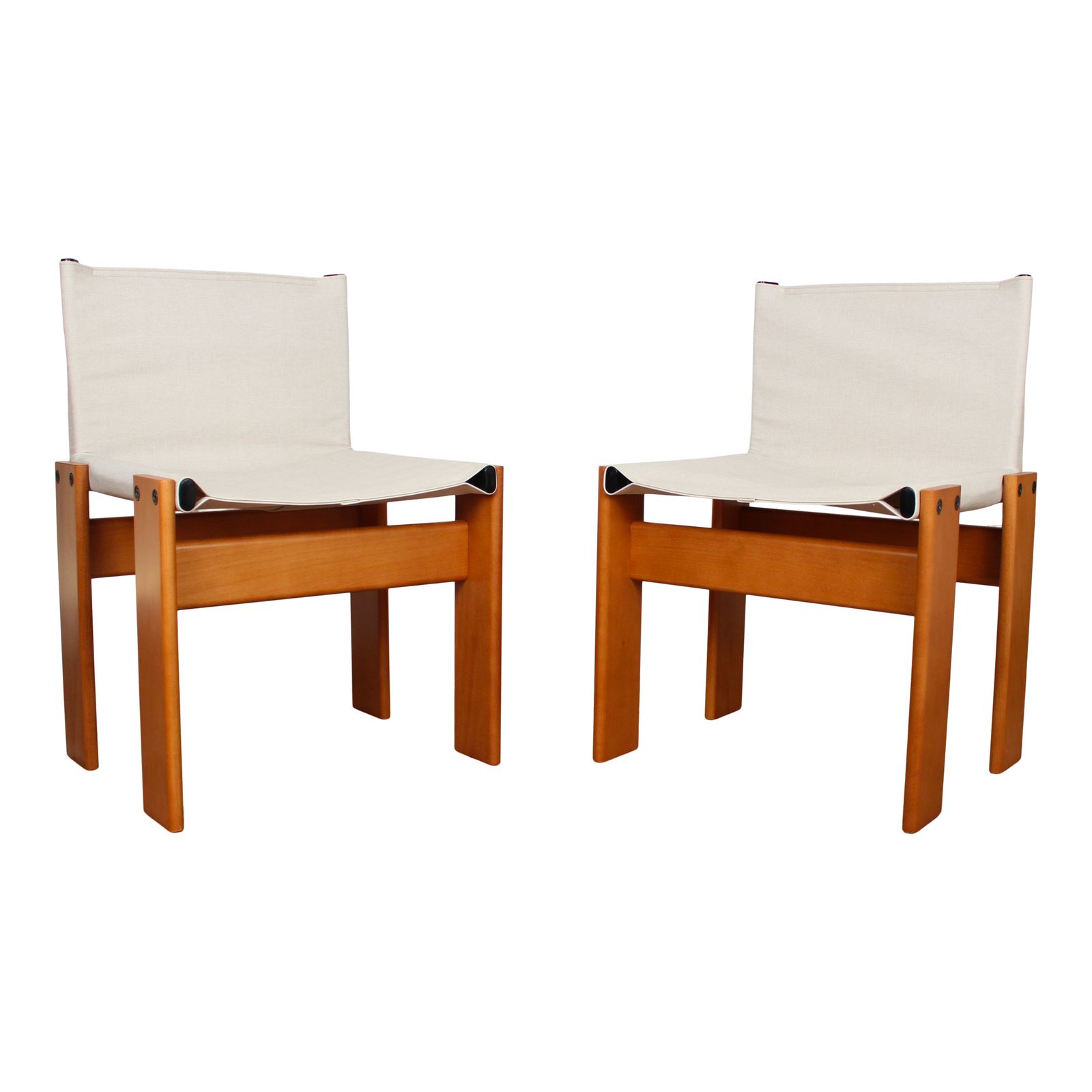Afra & Tobia Scarpa Off White Canvas Monk Dining Chair For Molteni, Set Of 8 photo buy