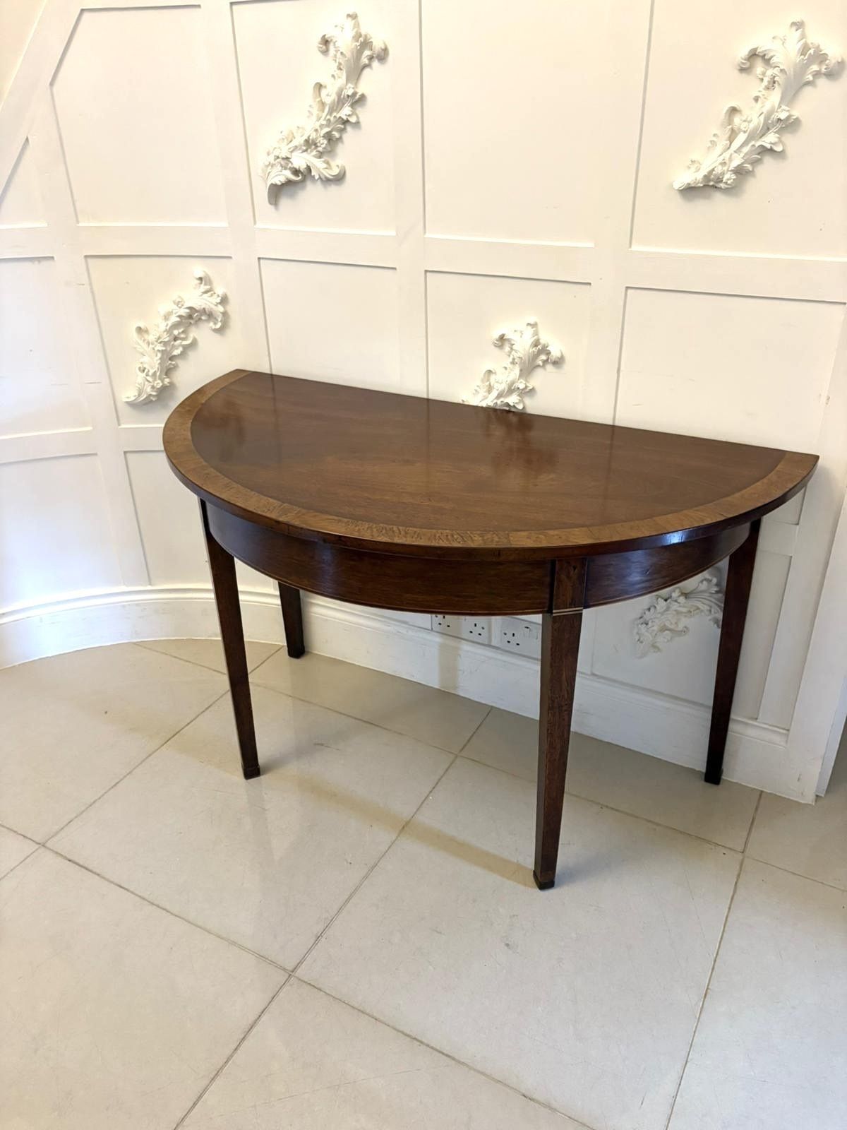 Large Pair Of Antique Quality Figured Mahogany Demi Lune Side Tables photo buy