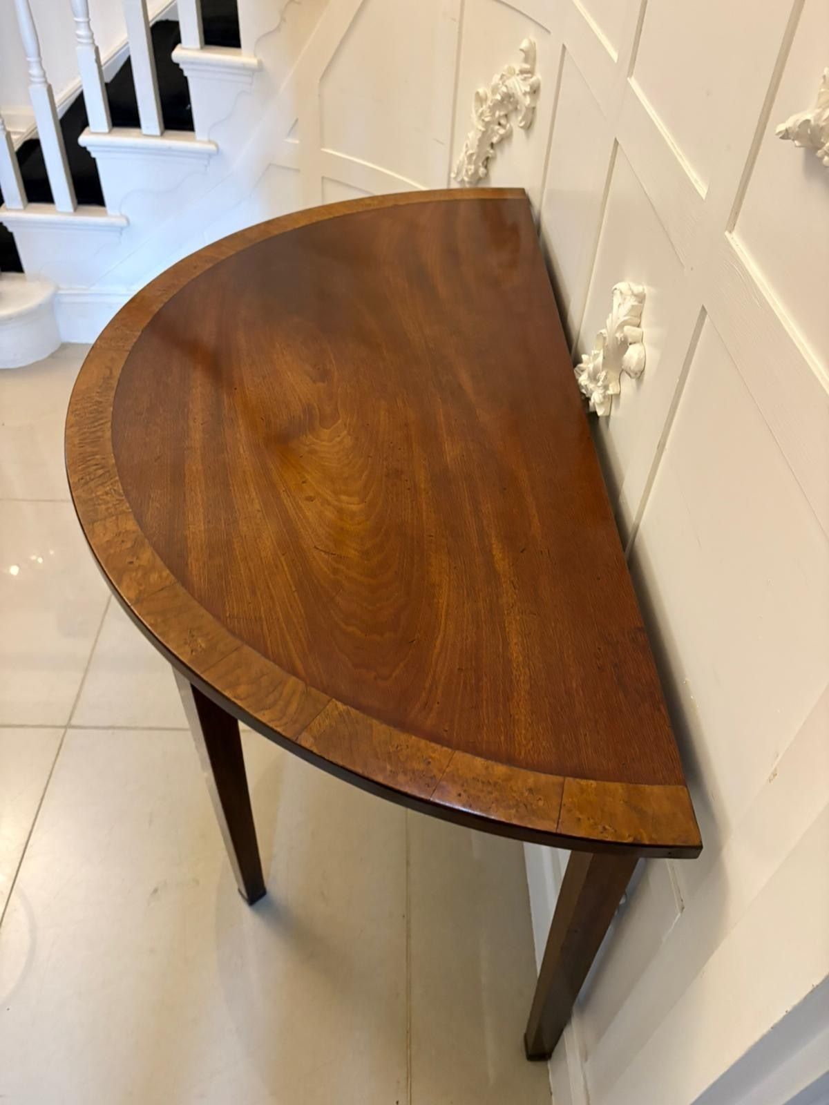 photo furniture Large Pair Of Antique Quality Figured Mahogany Demi Lune Side Tables