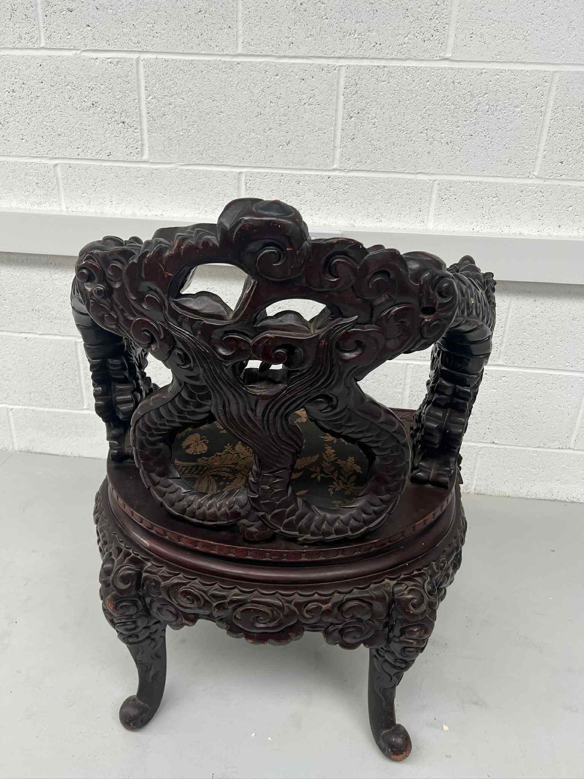 Antique Heavily Carved Dragon Throne photo furniture