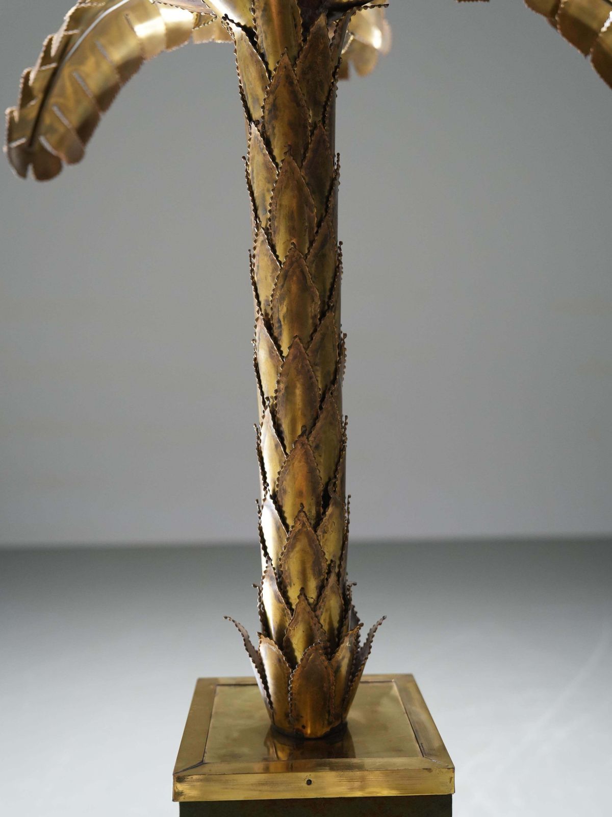 Christian Techoueyres Voor Maison Jansen, Palmlamp In Messing, Frankrijk, Jaren 1970 photo Verlichting