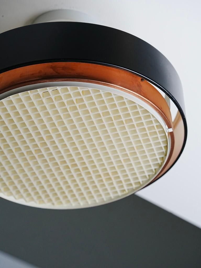 photo for sale Set Of 2 Ceiling Lamps In Copper And Metal, Northern Europe, 1960's