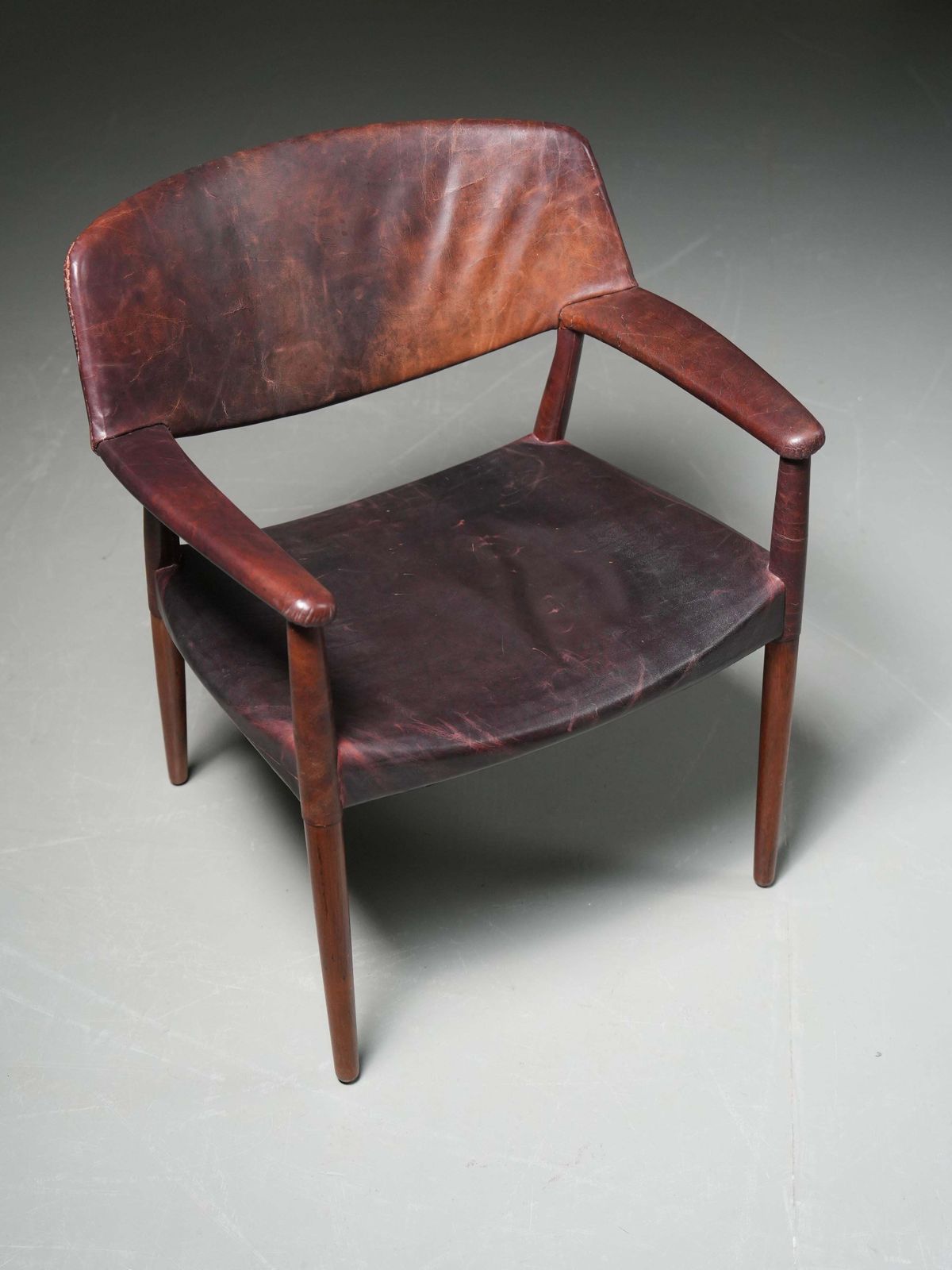 Armchair In Leather And Teak By Larsen And Bender For Willy Beck, Denmark, 1950 photo for sale